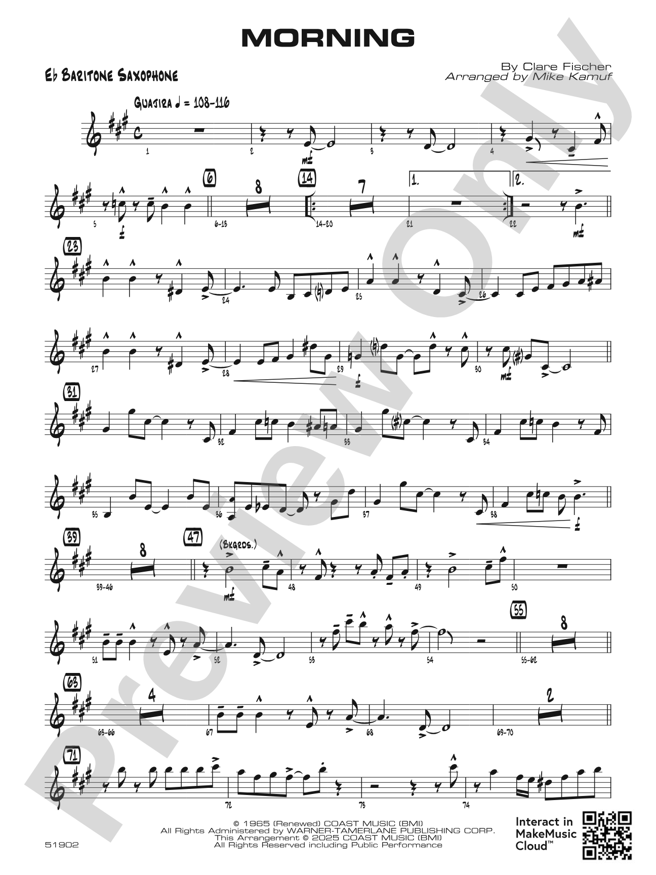 Morning: E-flat Baritone Saxophone