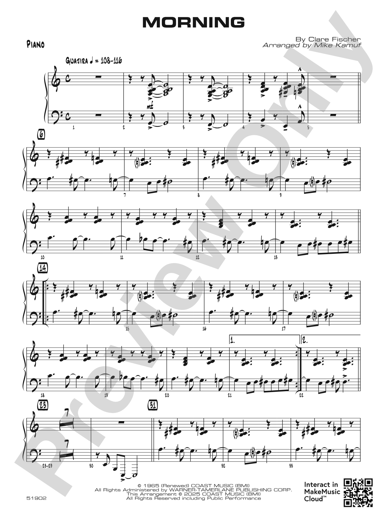 Morning: Piano Accompaniment
