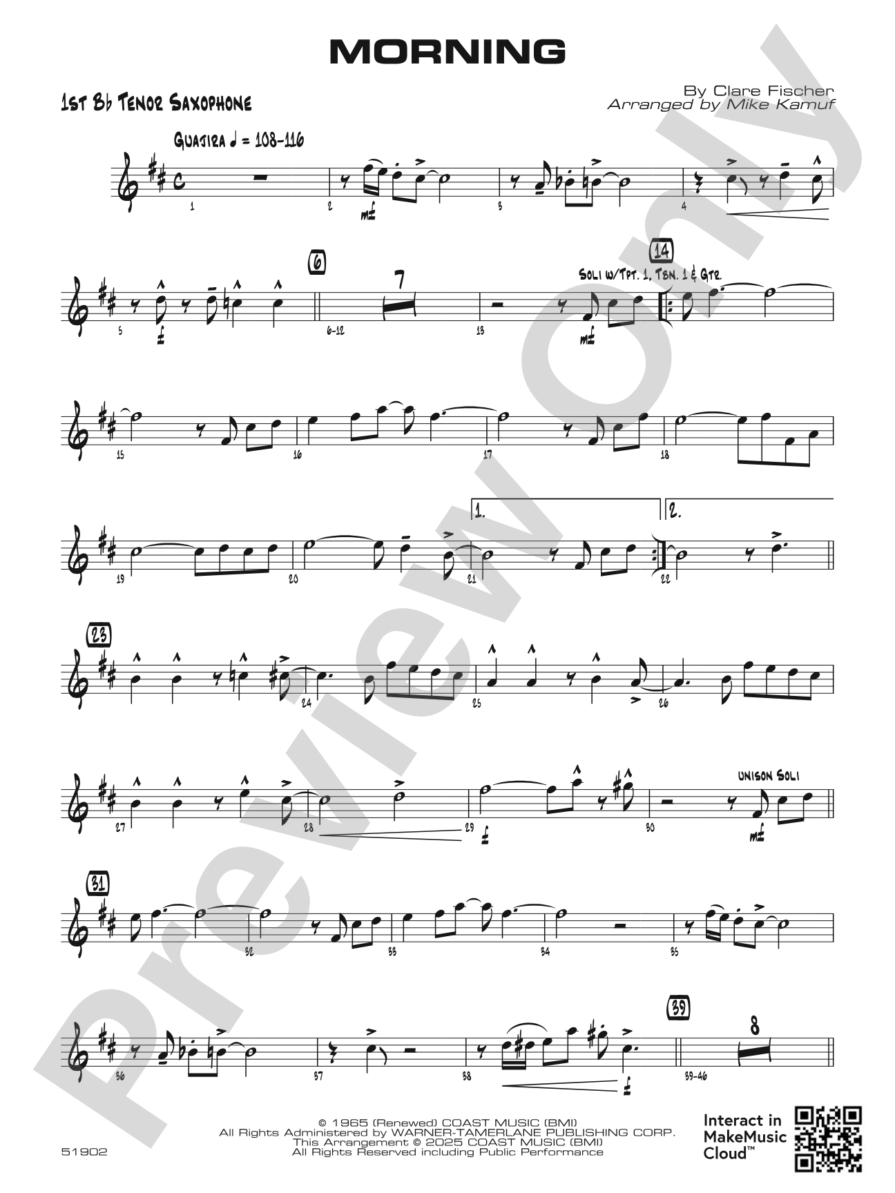 Morning: B-flat Tenor Saxophone