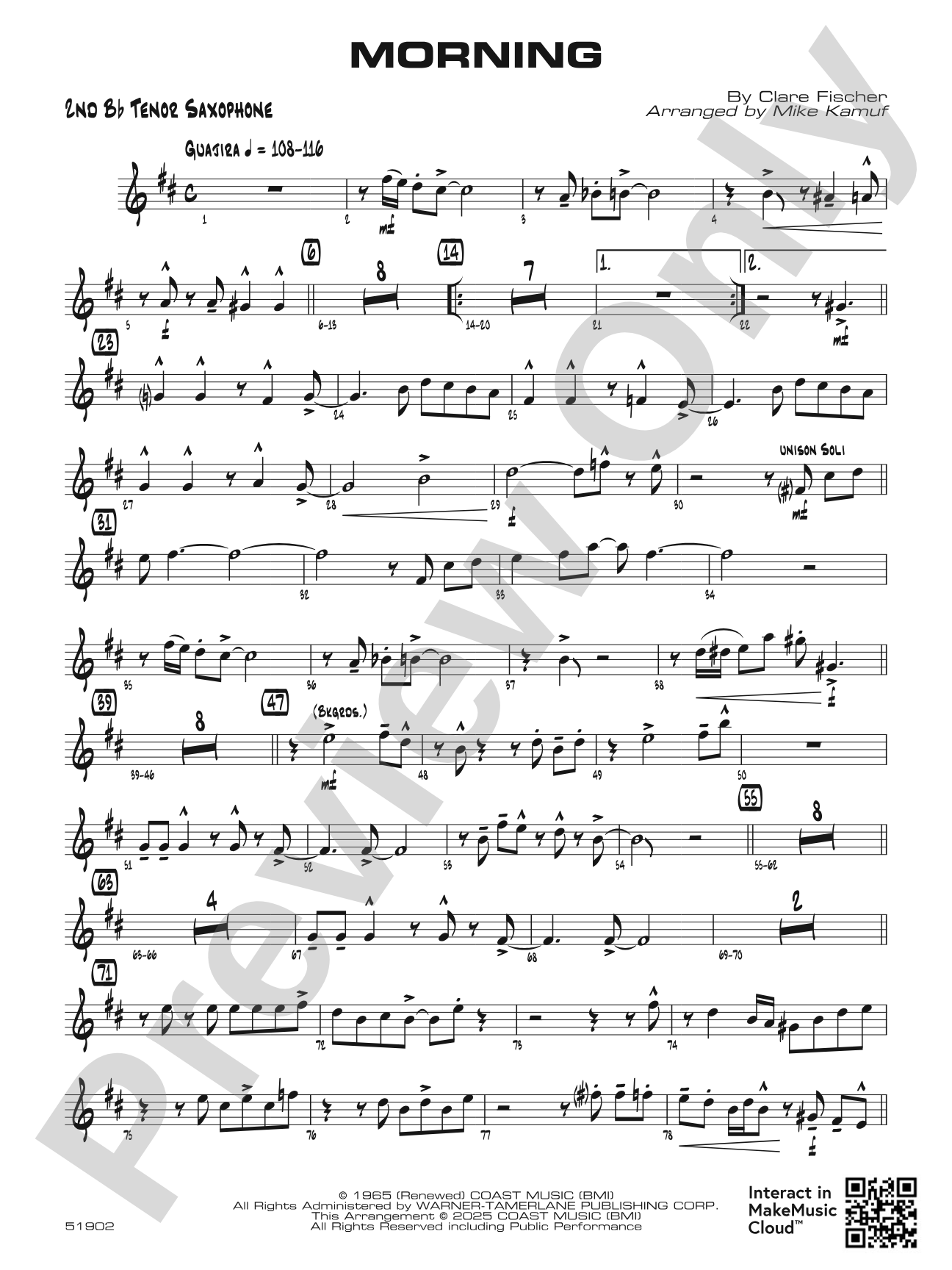 Morning: 2nd B-flat Tenor Saxophone