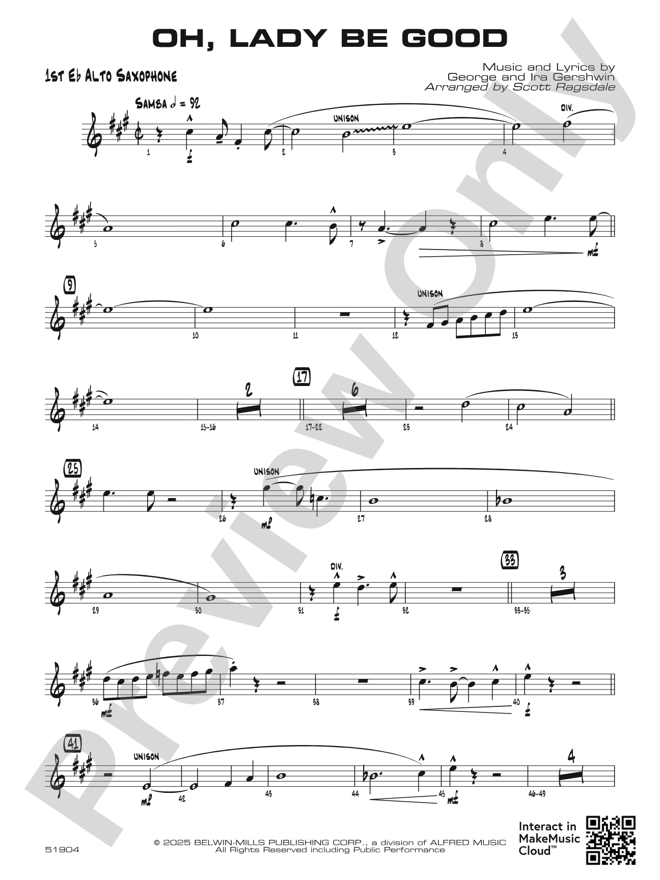 Oh, Lady Be Good: E-flat Alto Saxophone