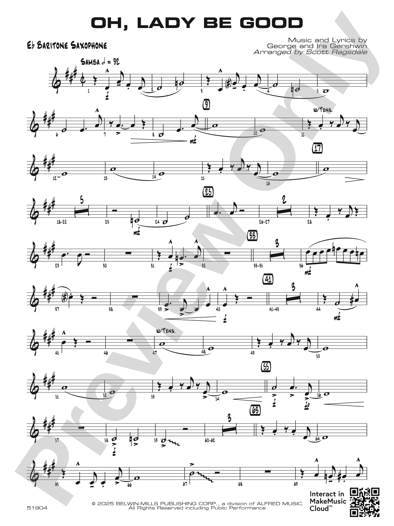 Oh, Lady Be Good: E-flat Baritone Saxophone