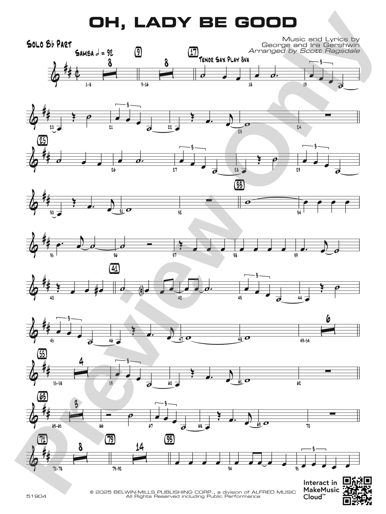 Oh, Lady Be Good: Optional Solo Bb