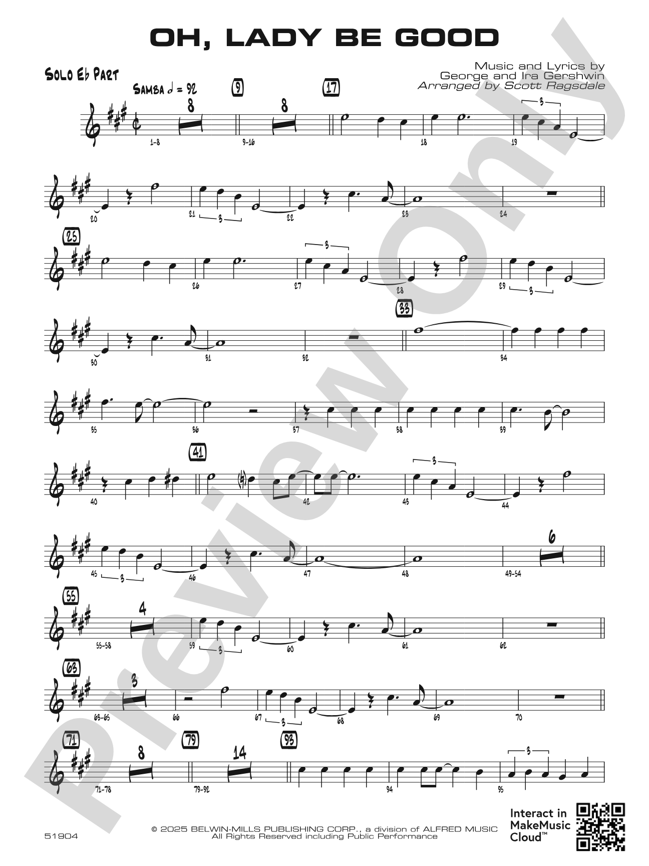 Oh, Lady Be Good: Optional Solo Eb