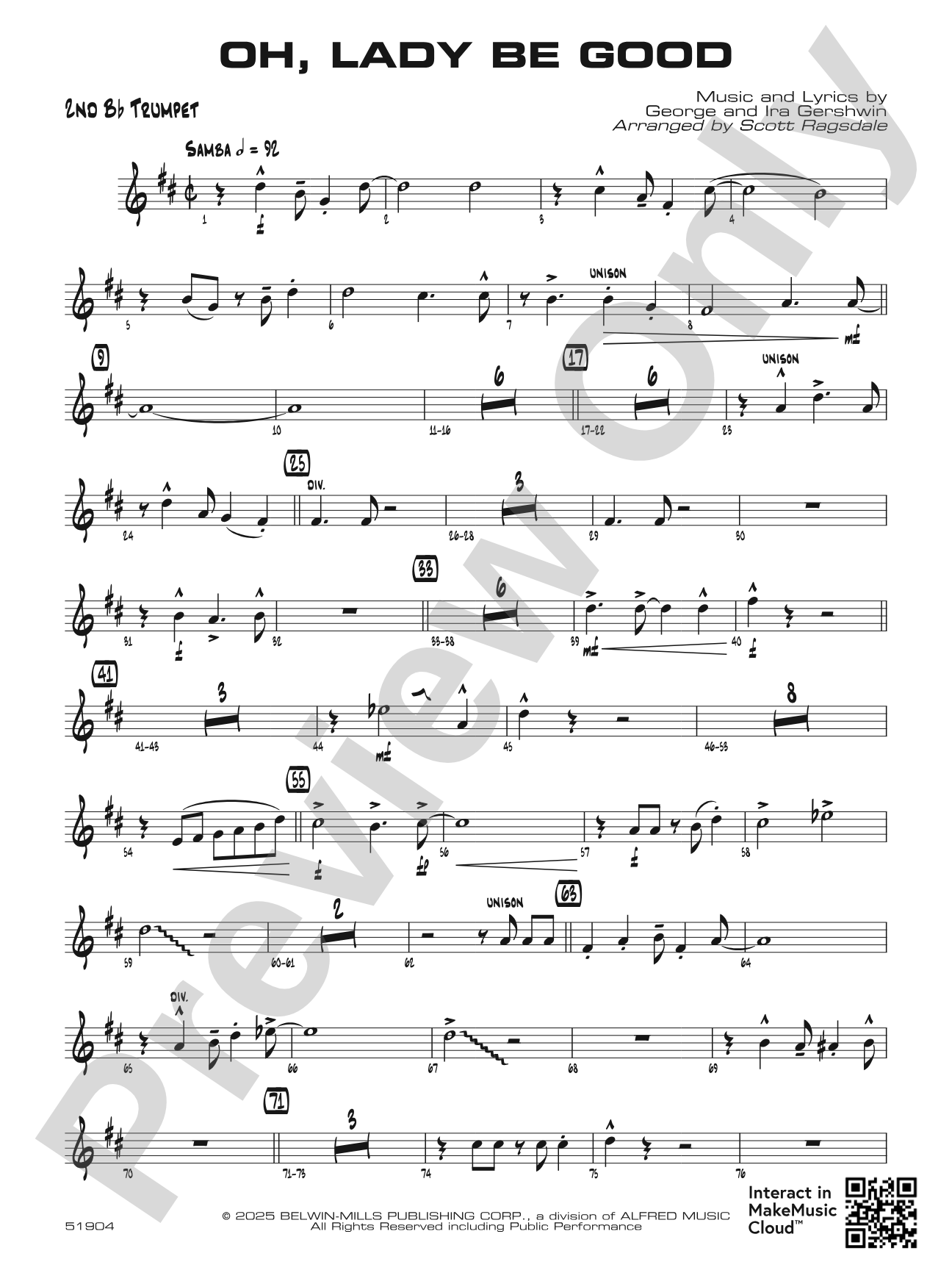 Oh, Lady Be Good: 2nd B-flat Trumpet