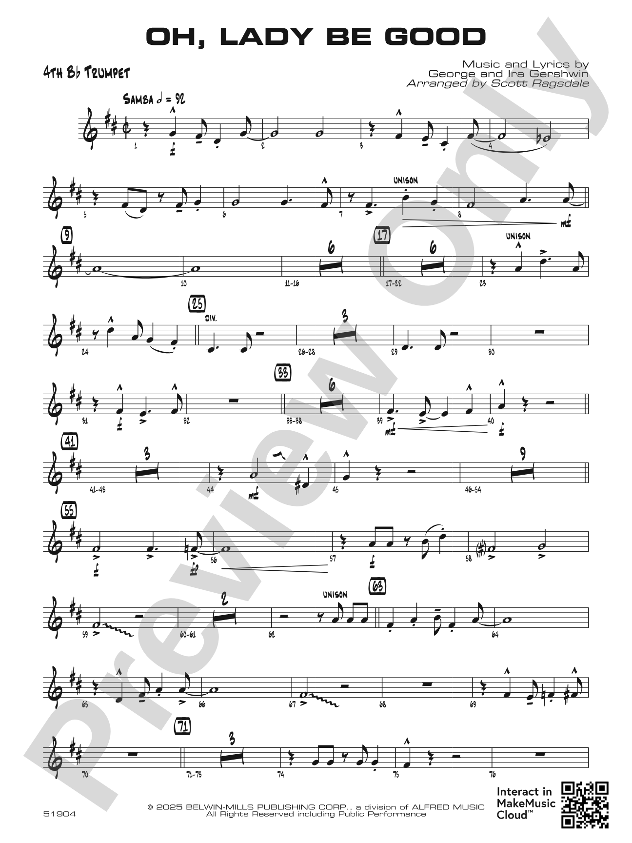 Oh, Lady Be Good: 4th B-flat Trumpet