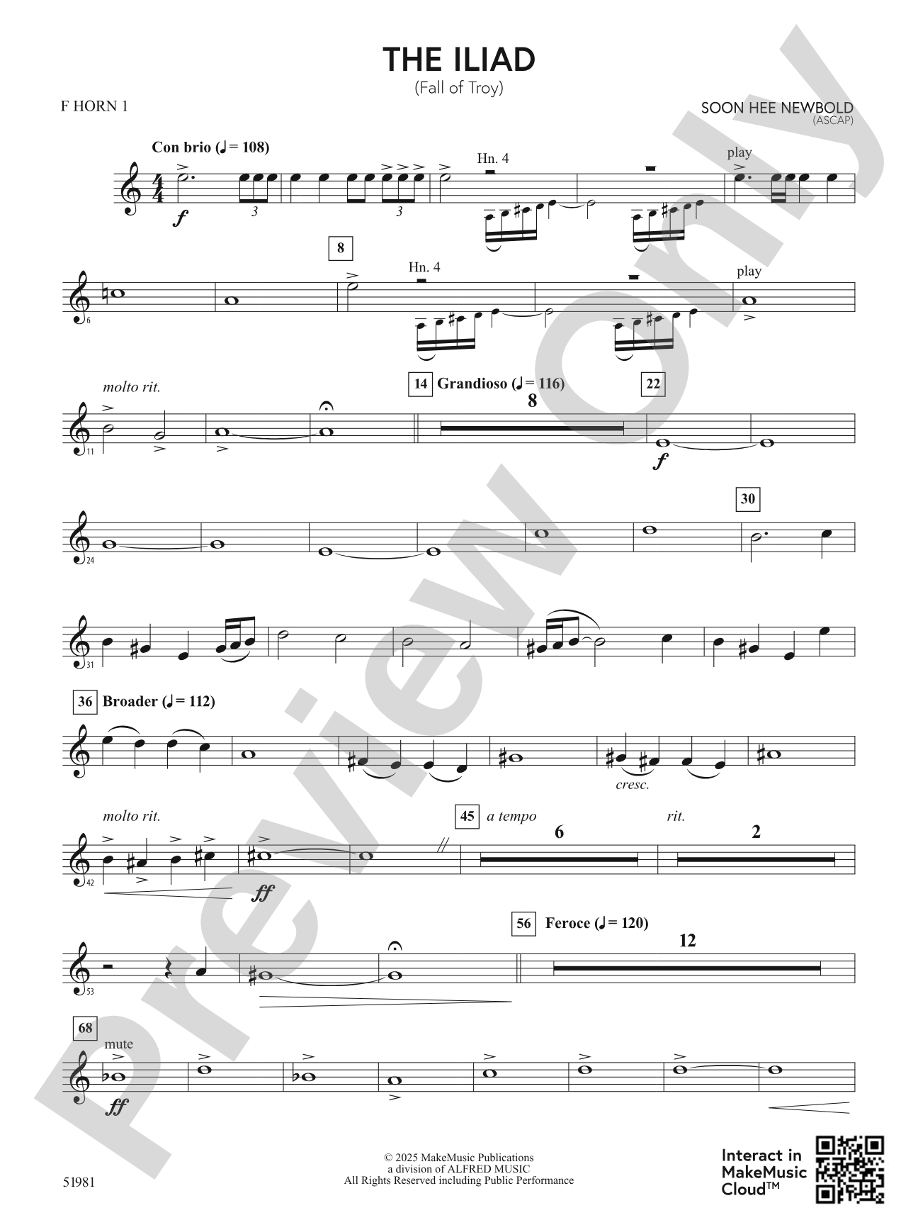 The Iliad: 1st F Horn