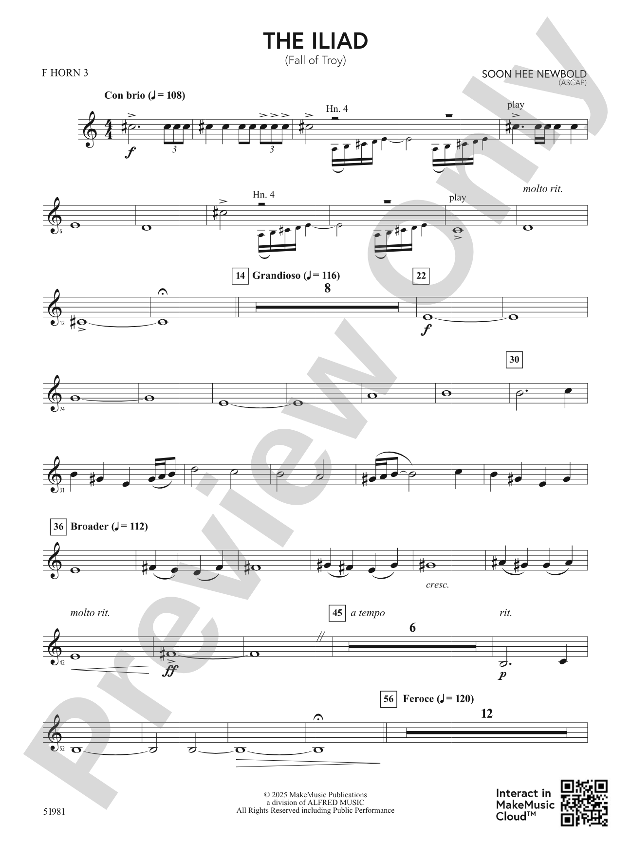 The Iliad: 3rd F Horn