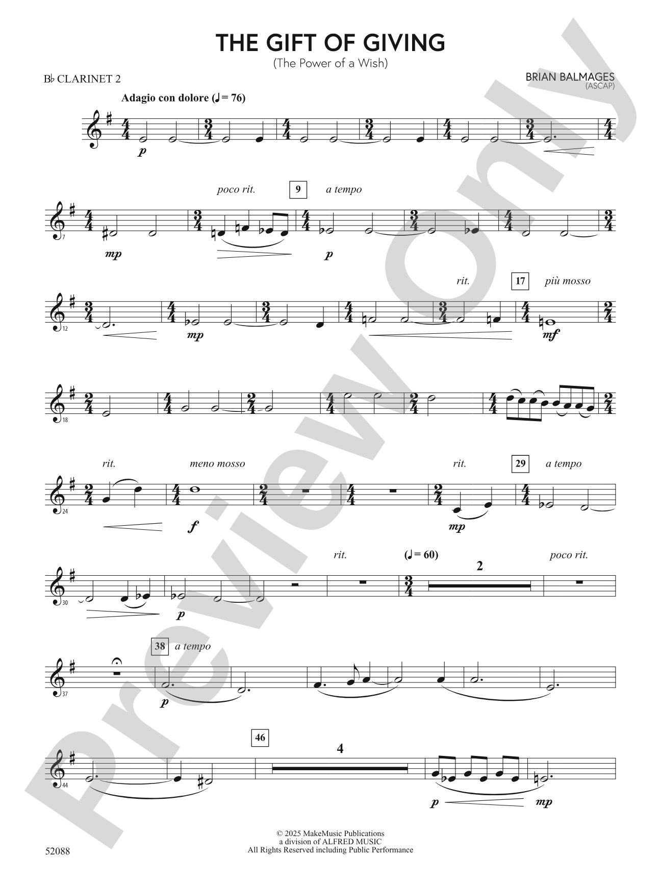 The Gift of Giving: 2nd B-flat Clarinet