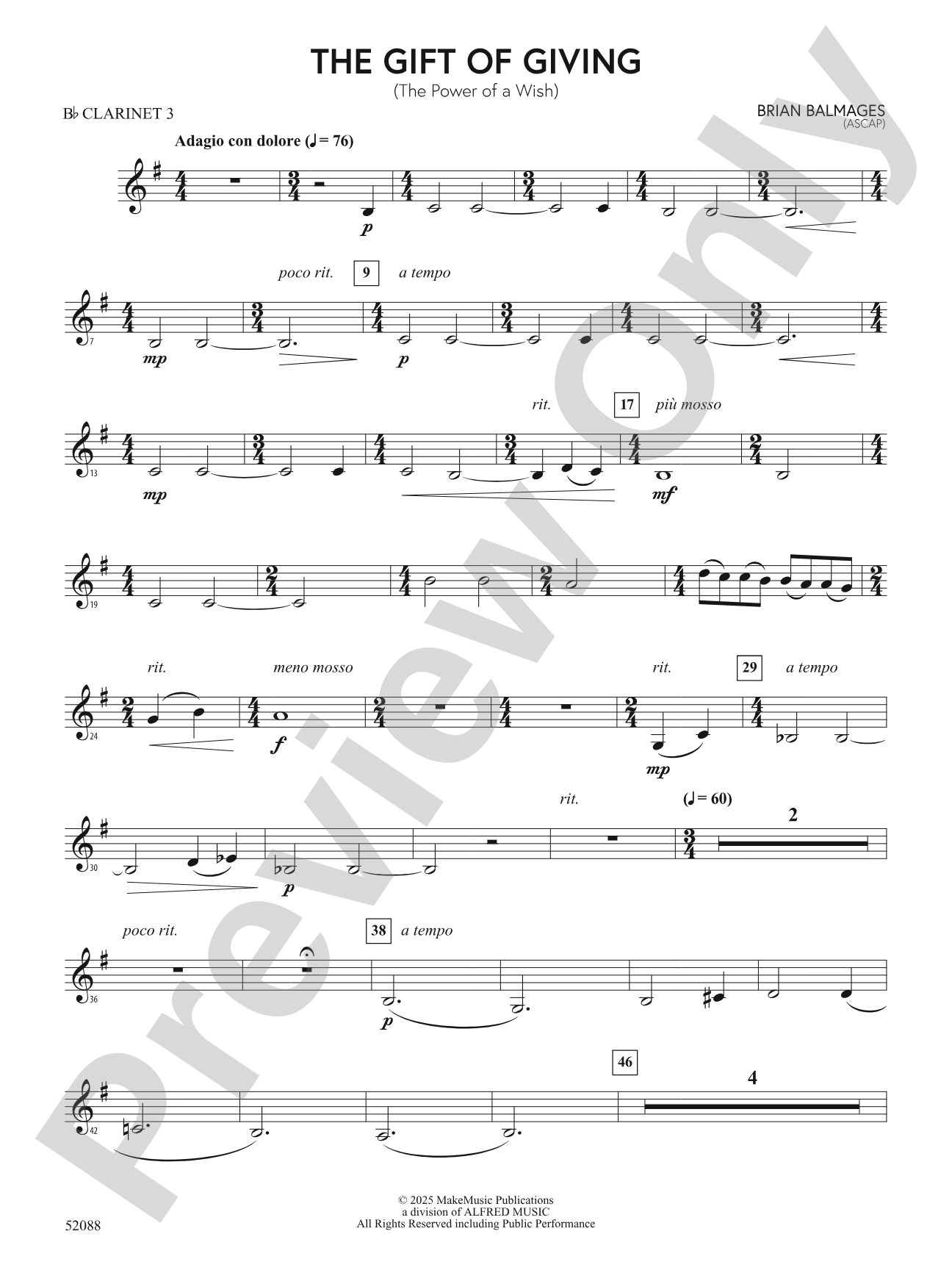 The Gift of Giving: 3rd B-flat Clarinet