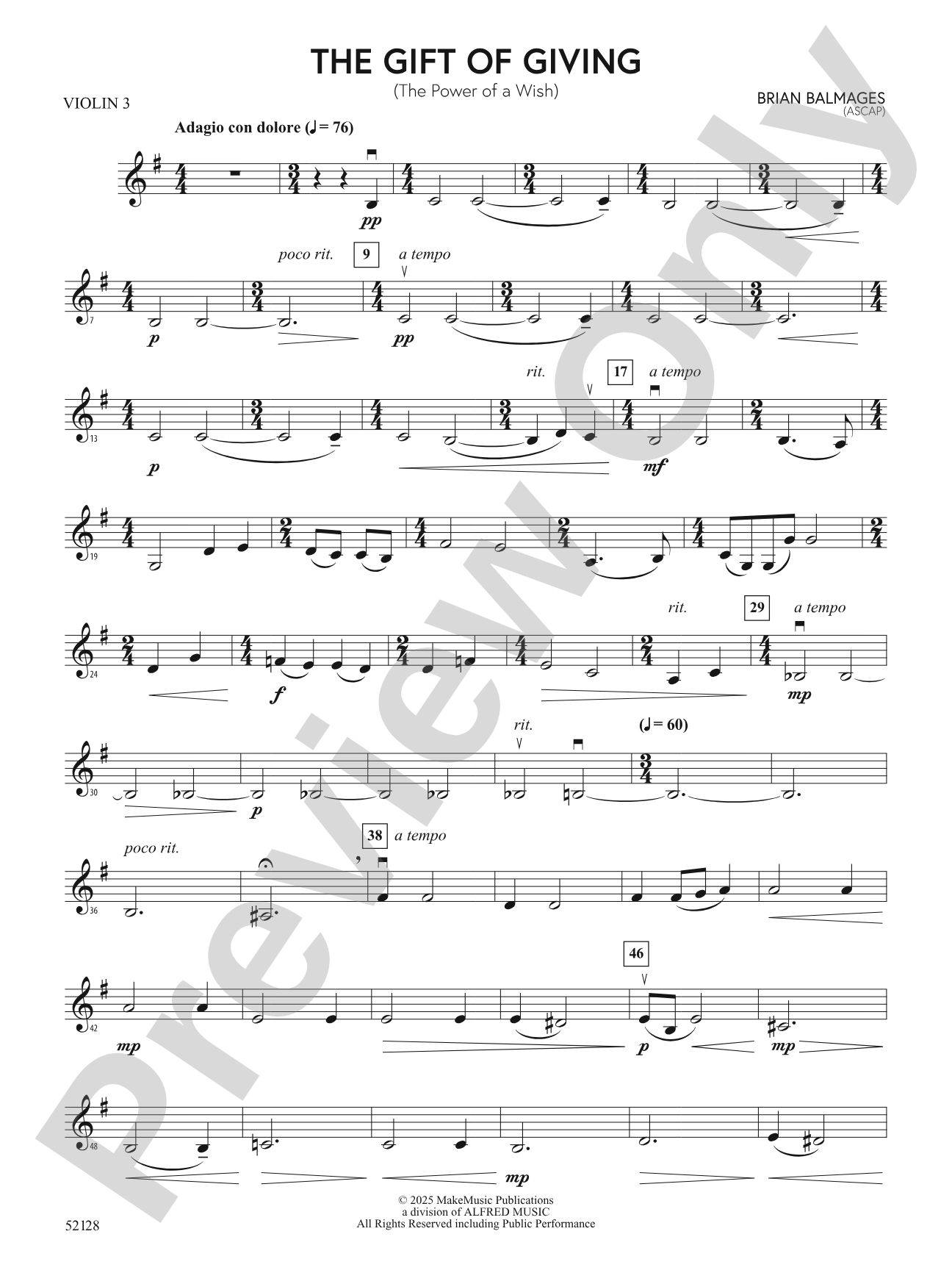 The Gift of Giving: 3rd Violin (Viola [TC])