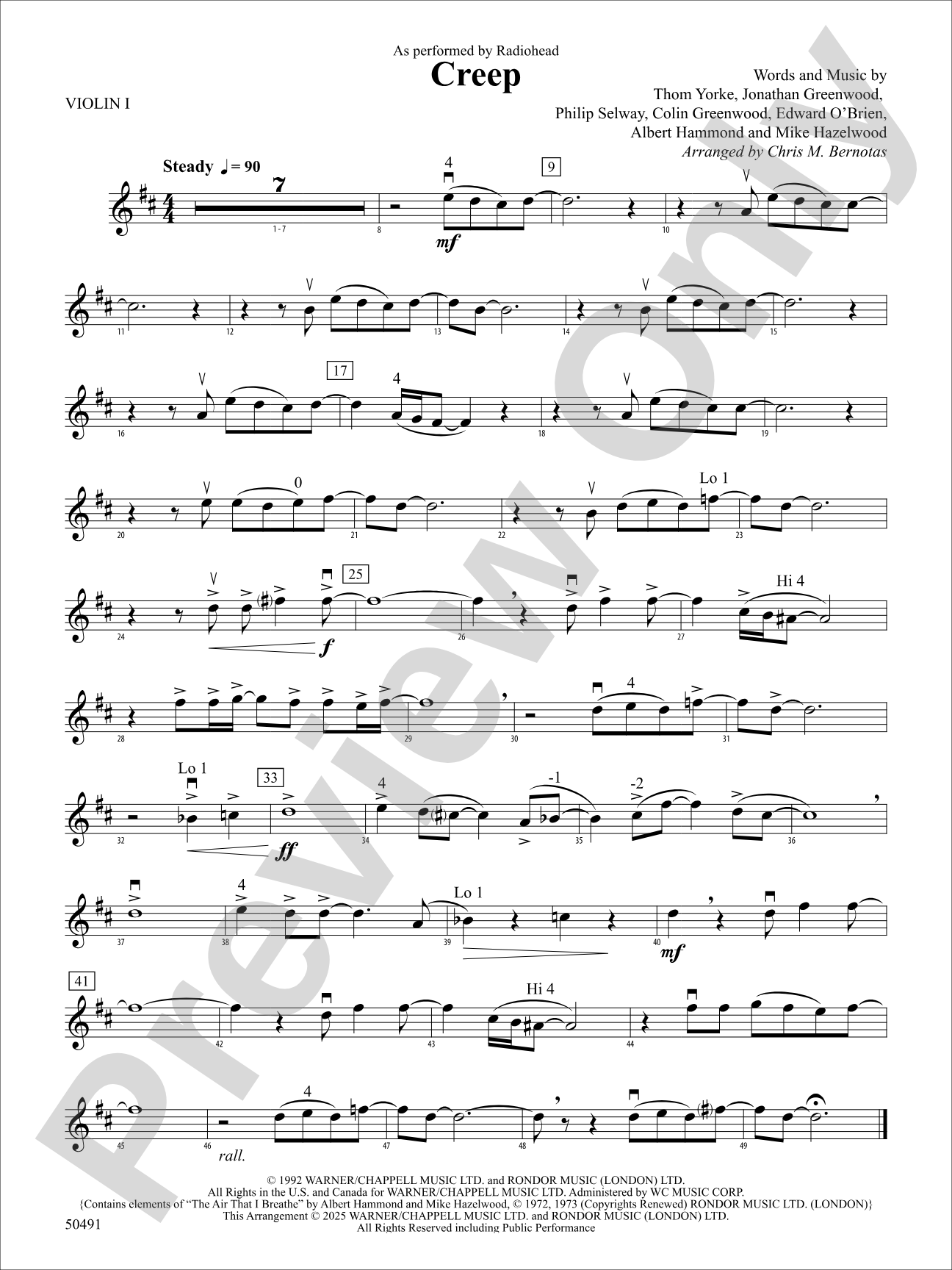 Creep: 1st Violin