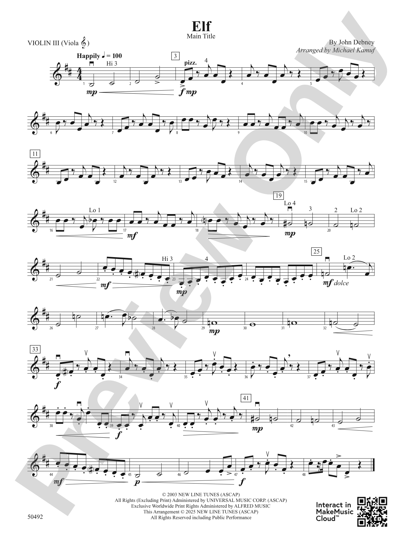 Elf: 3rd Violin (Viola [TC])