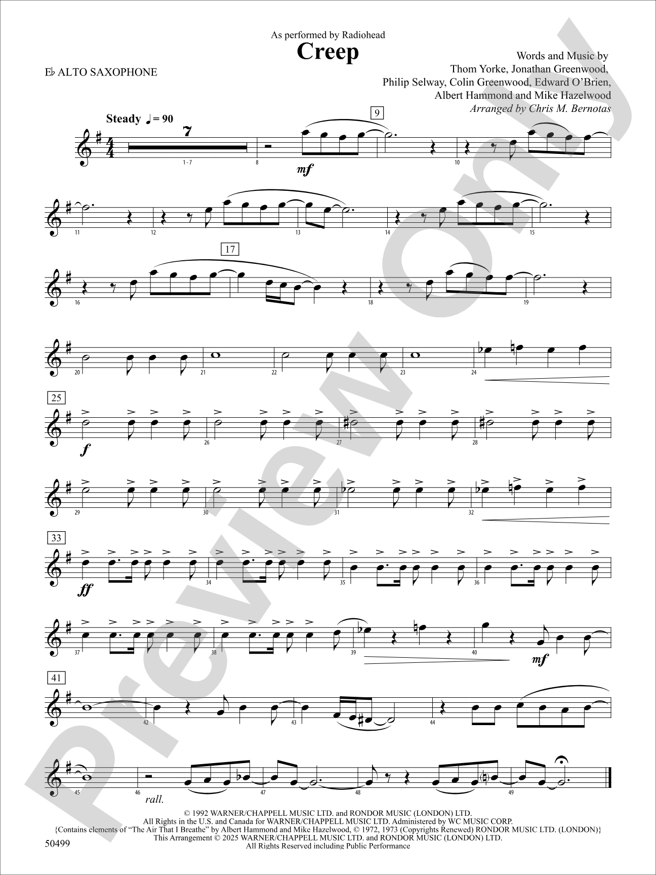 Creep: E-flat Alto Saxophone