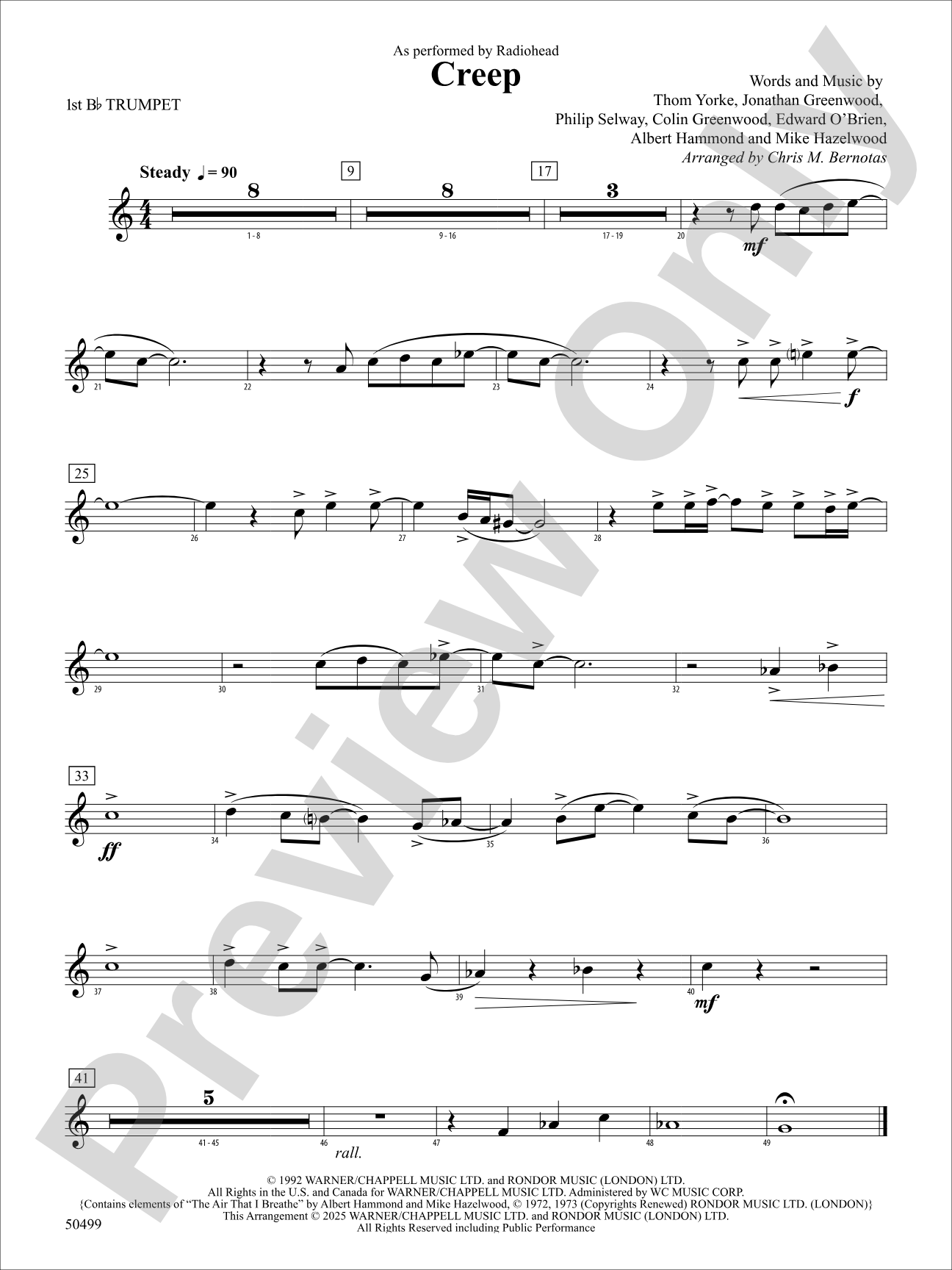 Creep: 1st B-flat Trumpet
