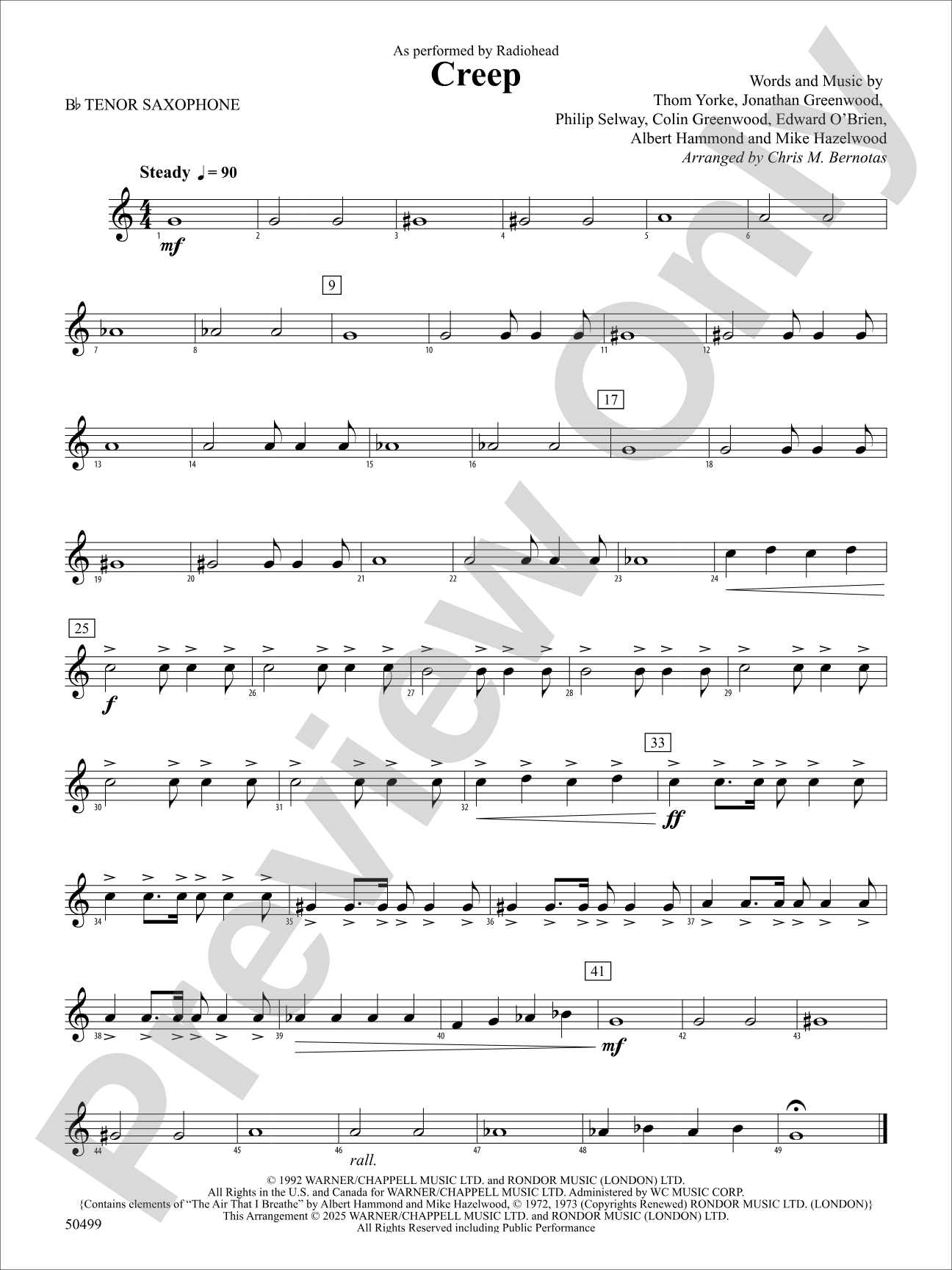Creep: B-flat Tenor Saxophone