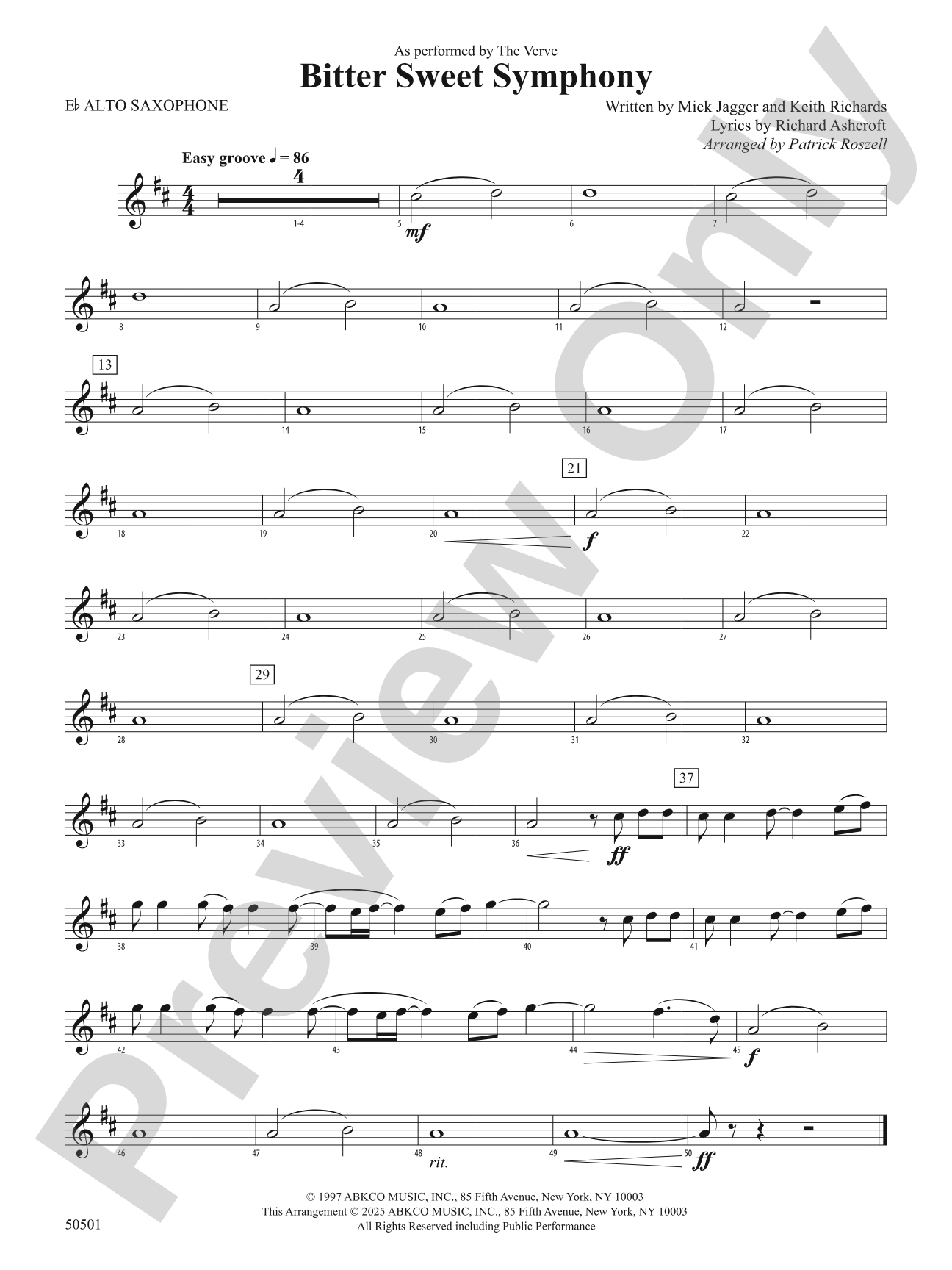 Bitter Sweet Symphony: E-flat Alto Saxophone