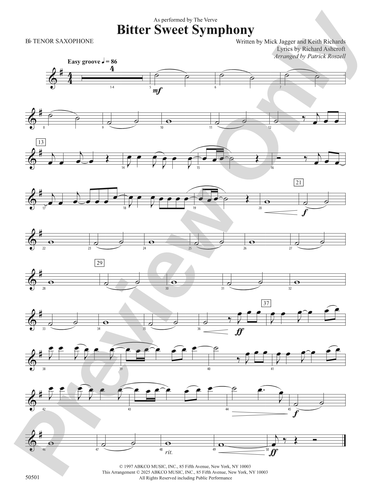 Bitter Sweet Symphony: B-flat Tenor Saxophone