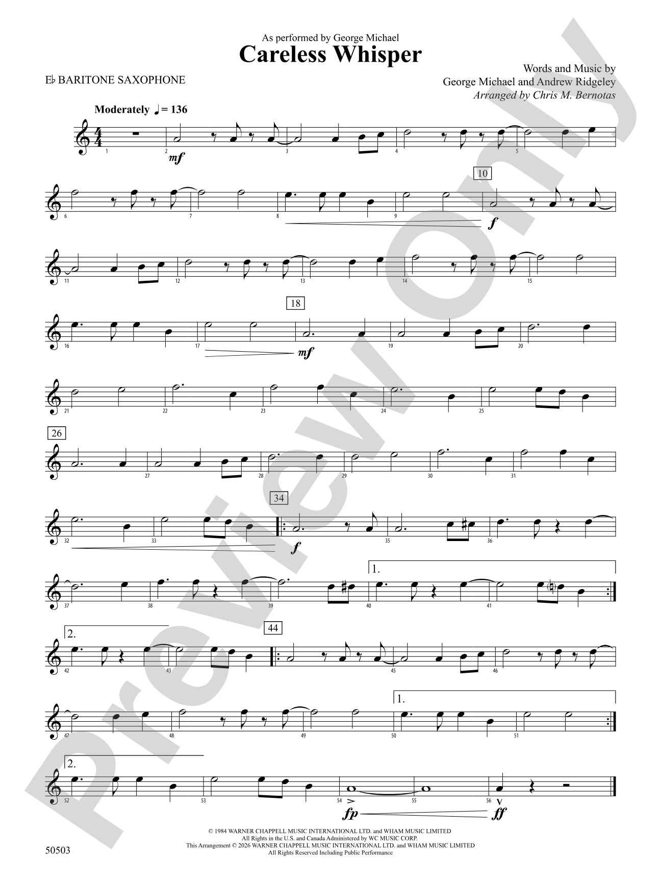 Careless Whisper: E-flat Baritone Saxophone