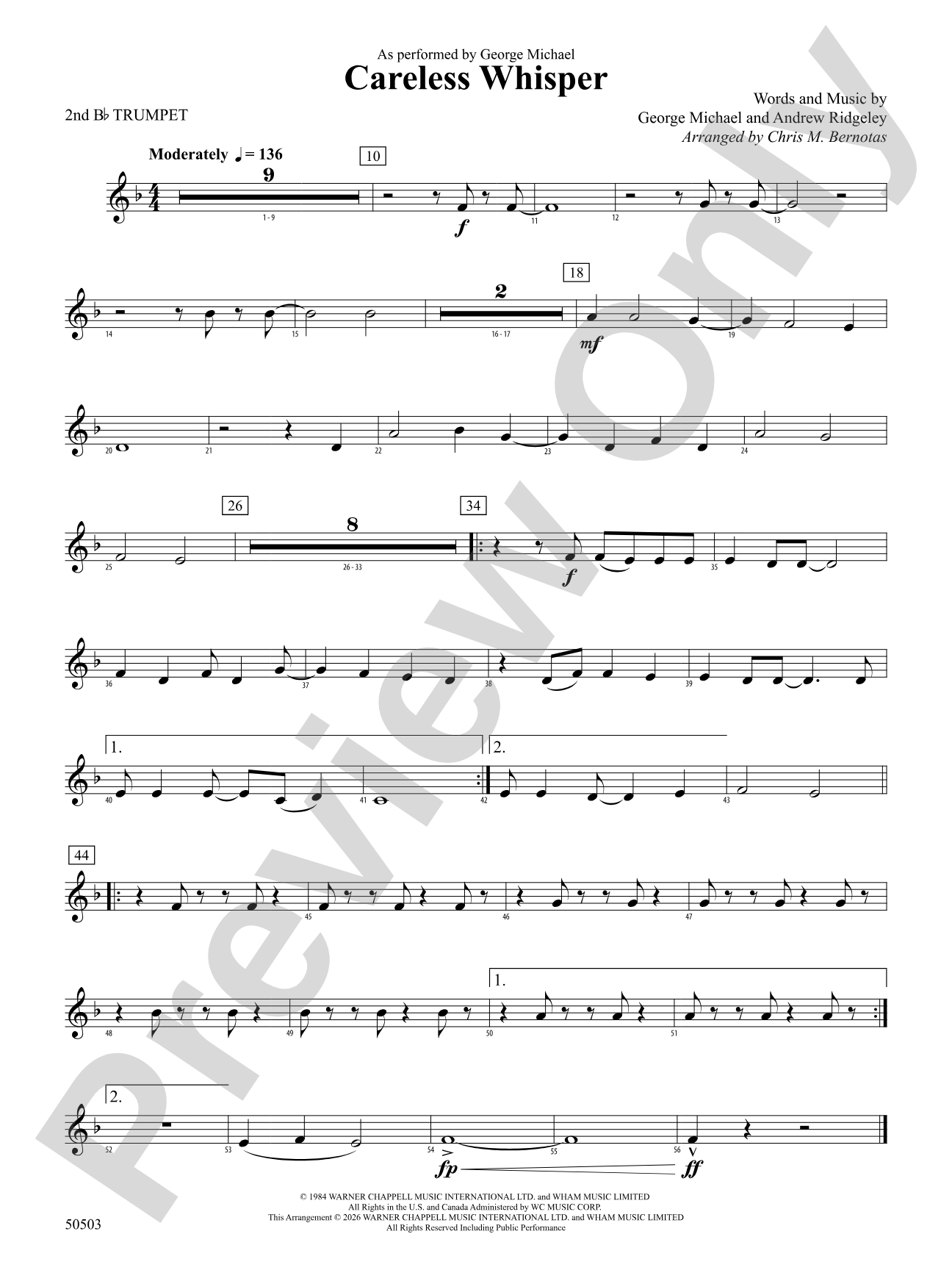 Careless Whisper: 2nd B-flat Trumpet