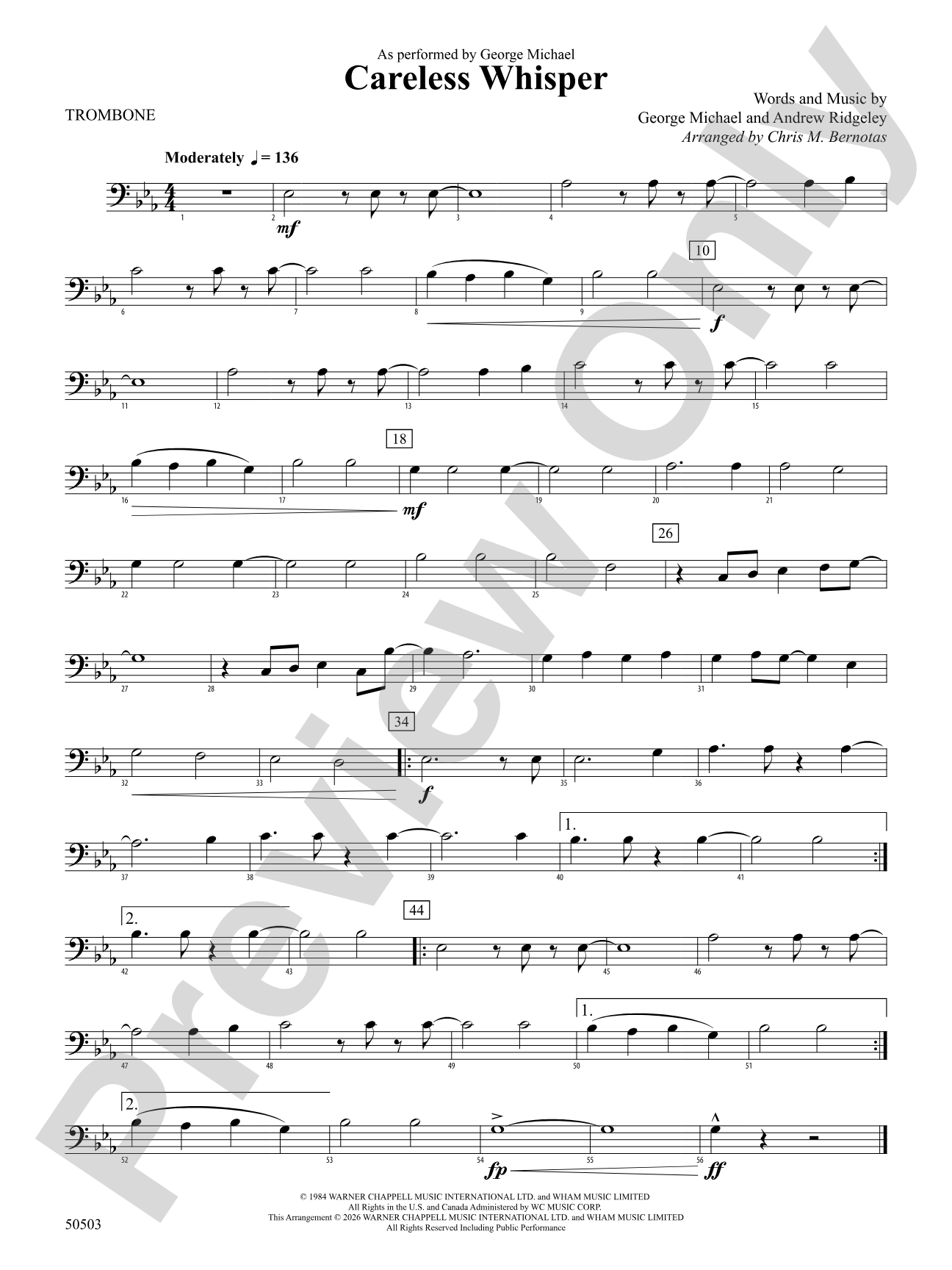 Careless Whisper: 1st Trombone