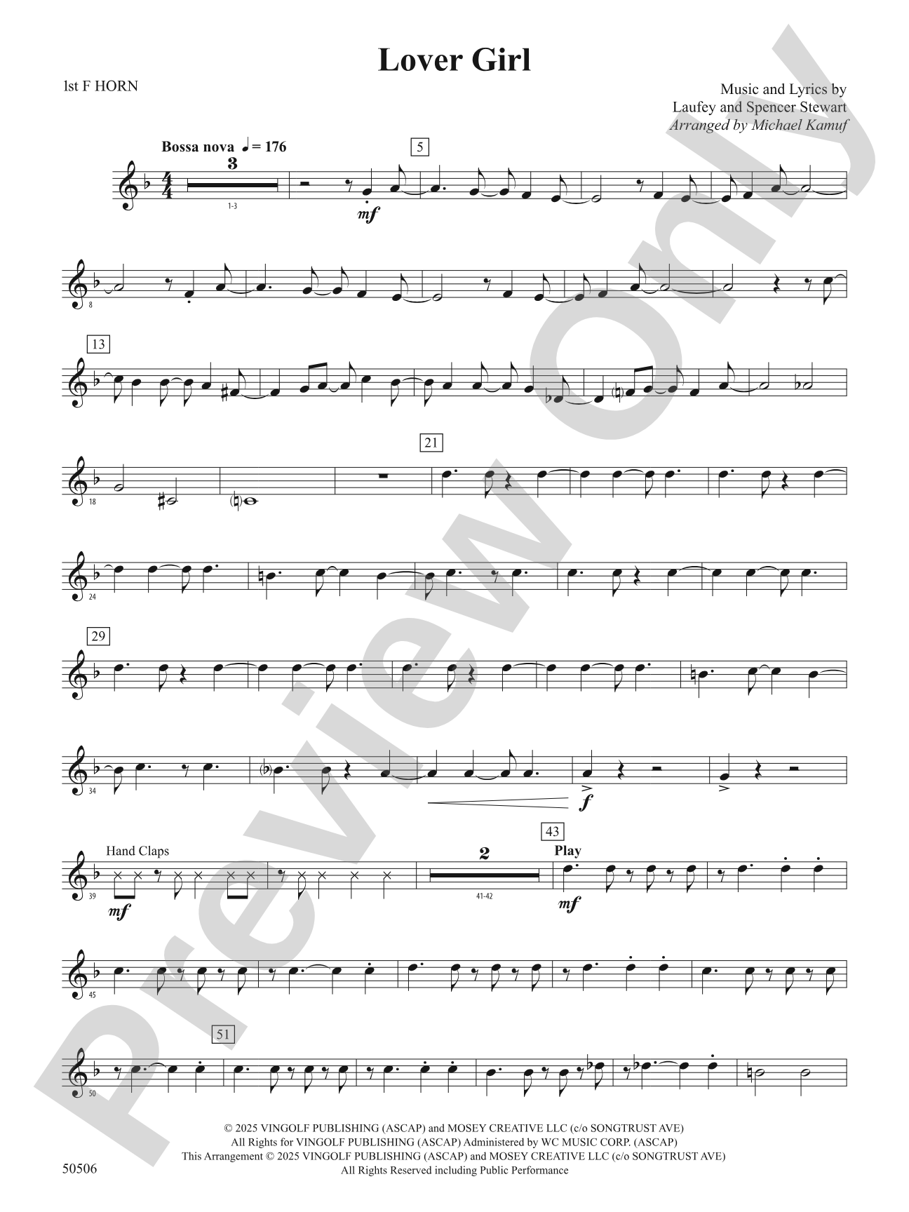 Lover Girl: 1st F Horn