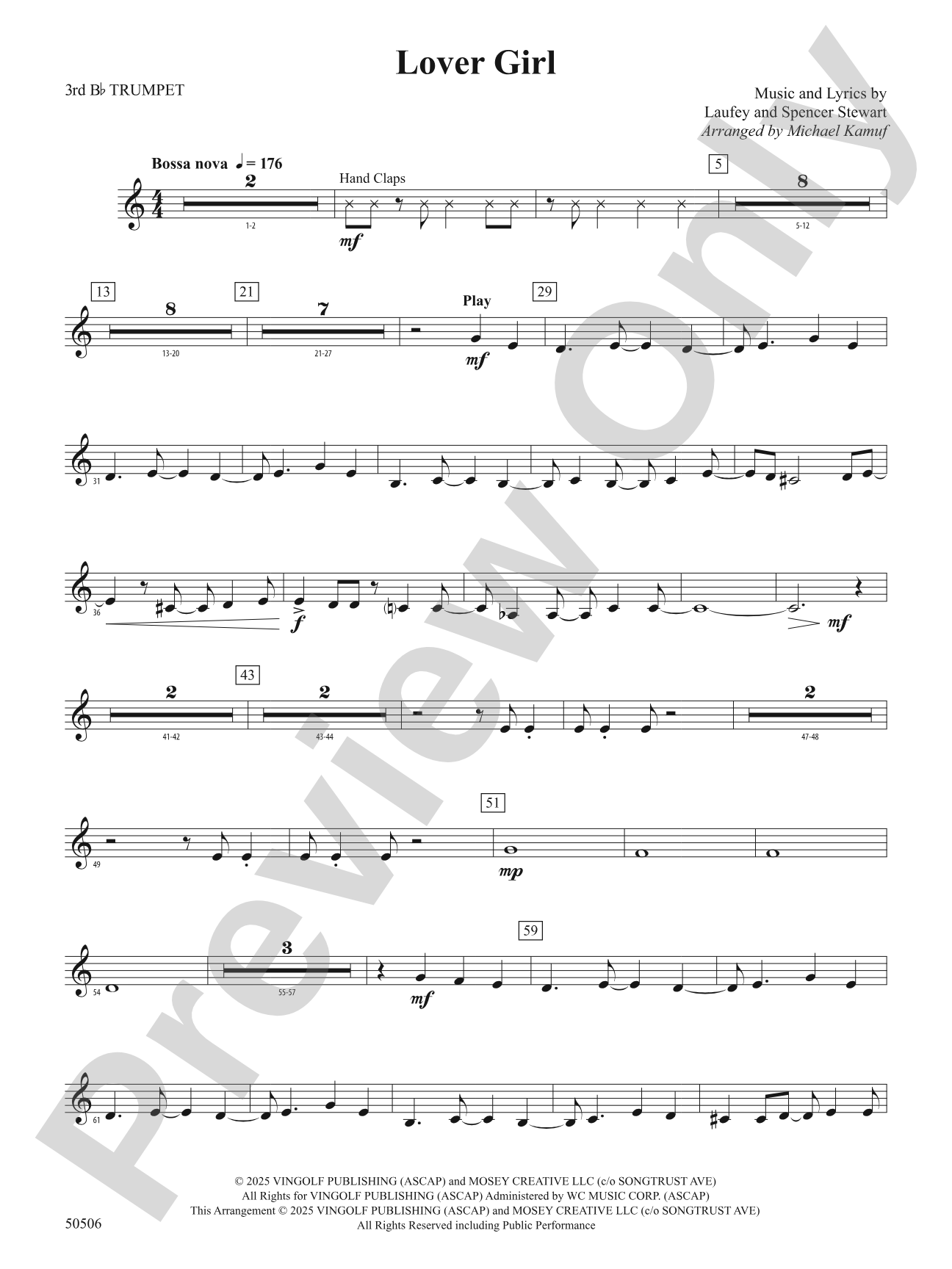 Lover Girl: 3rd B-flat Trumpet
