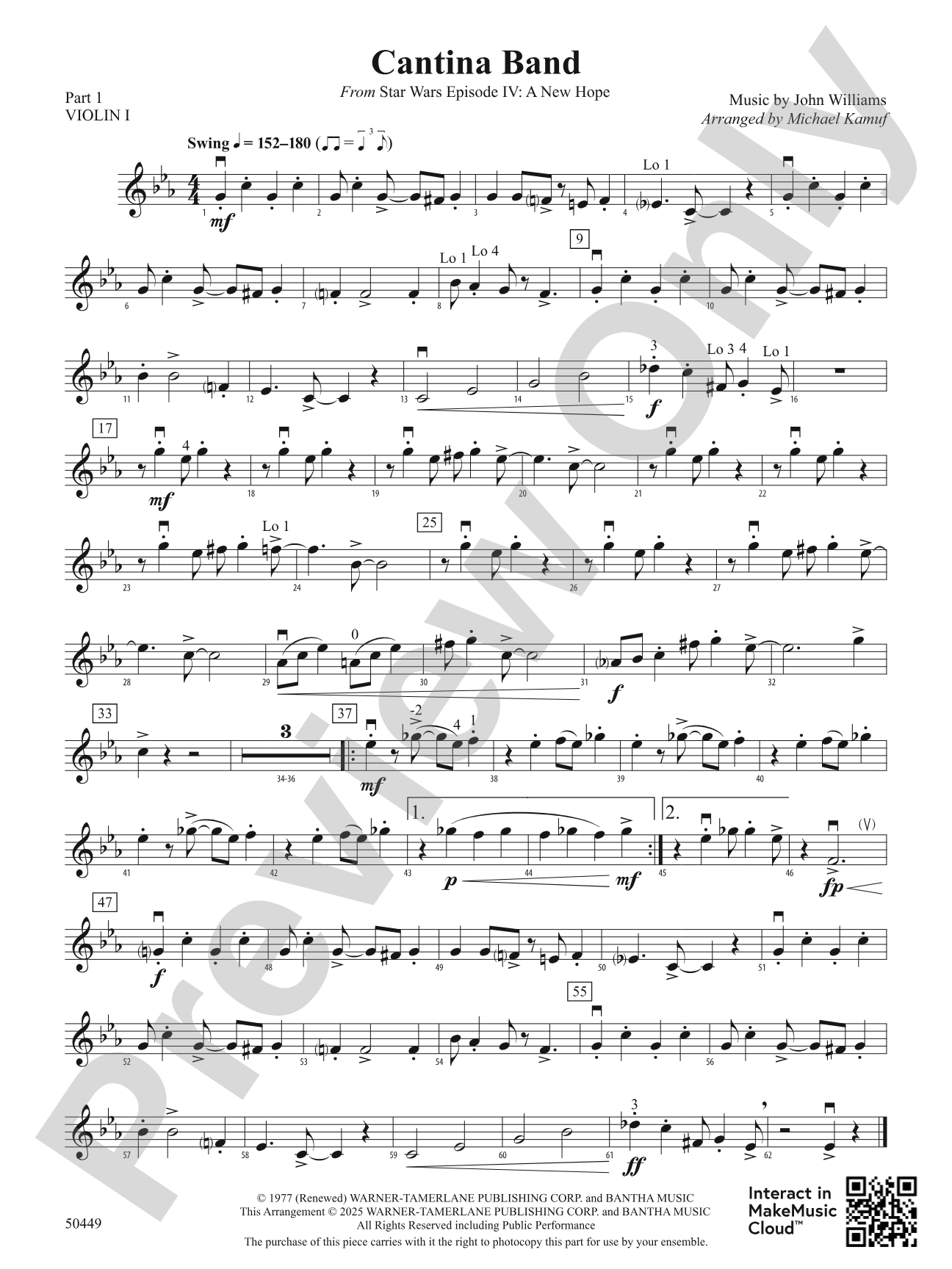 Cantina Band: Part 1 - Violin I