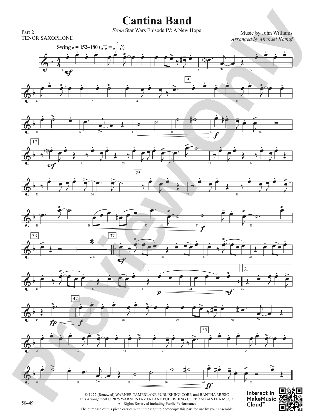 Cantina Band: Part 2 - Tenor Saxophone