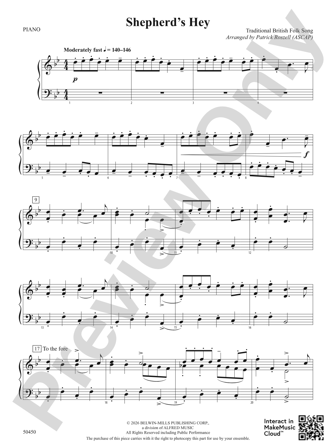 Shepherd's Hey: Piano Accompaniment