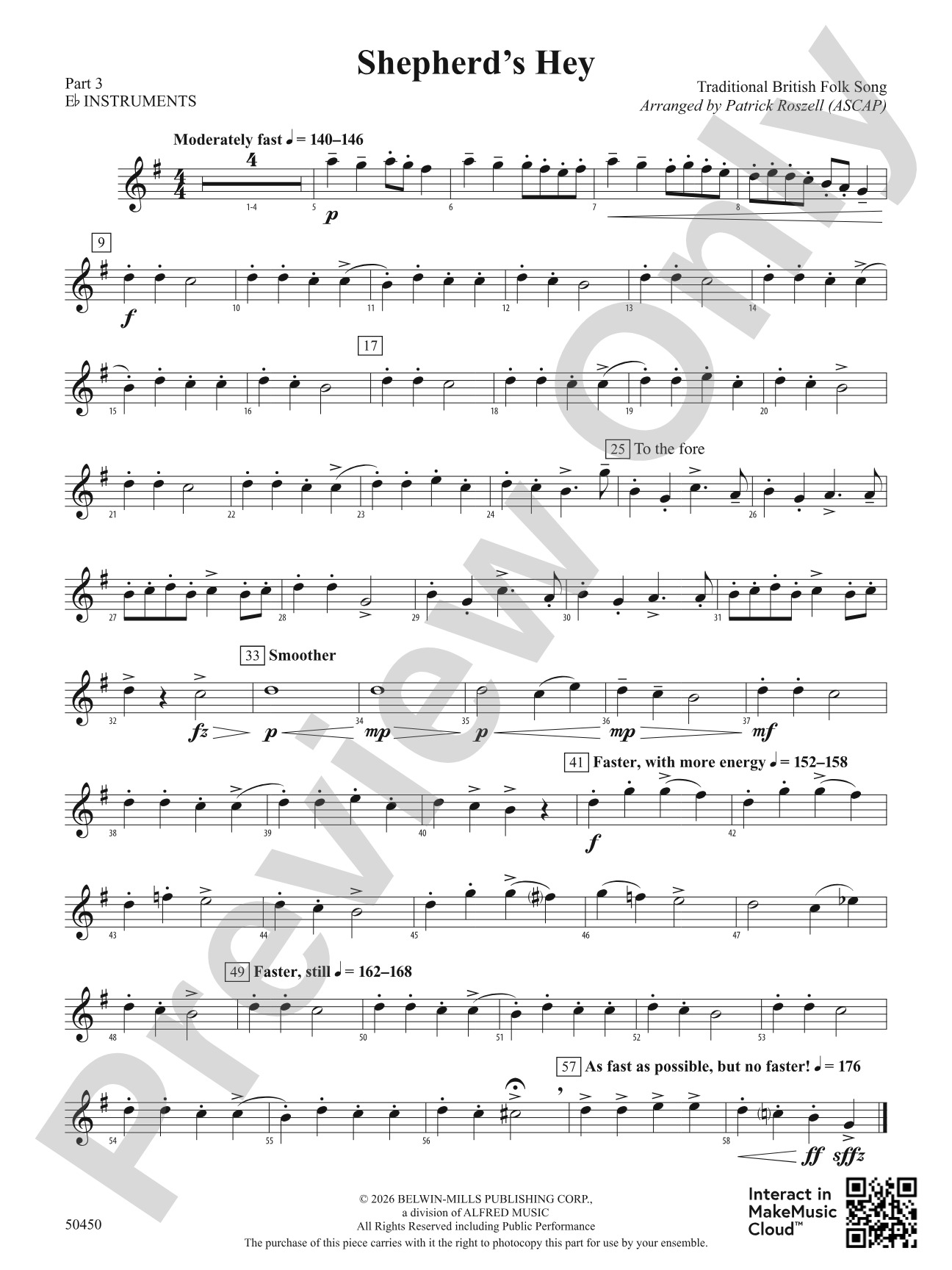 Shepherd's Hey: Part 3 - E-flat Instruments