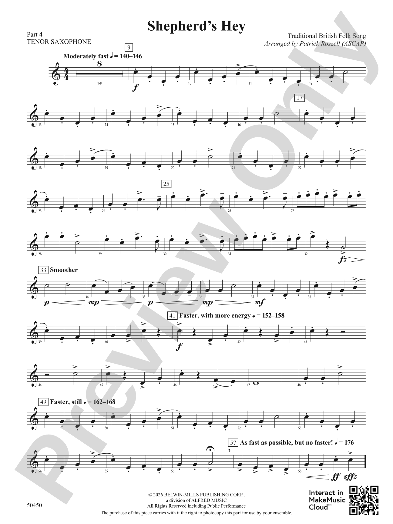Shepherd's Hey: Part 4 - Tenor Saxophone