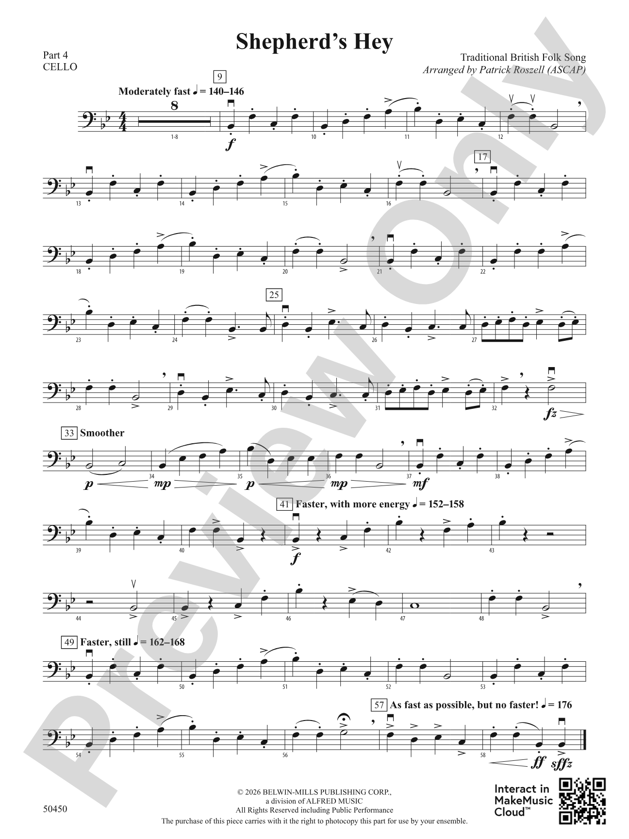 Shepherd's Hey: Part 4 - Cello