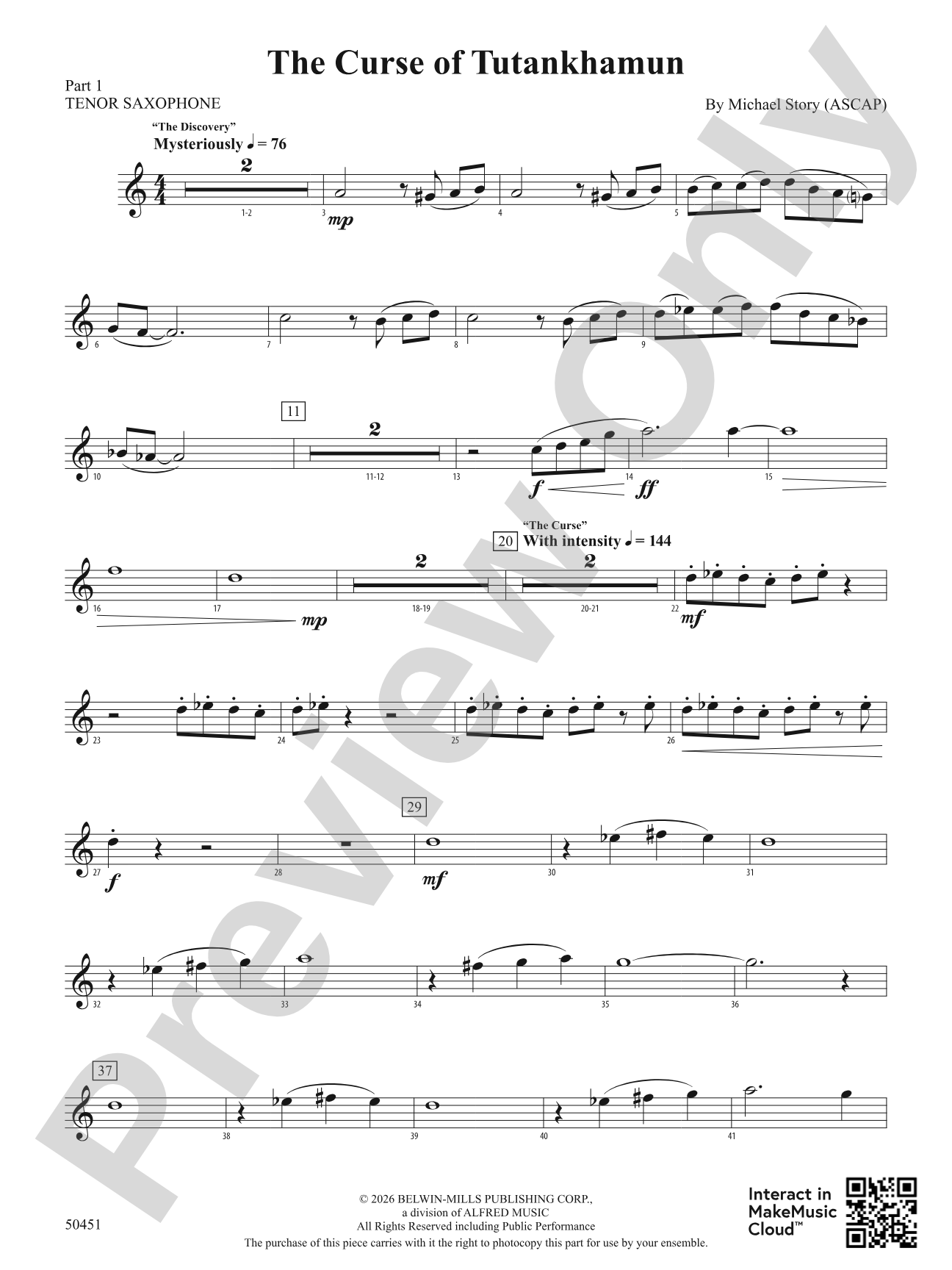The Curse of Tutankhamun: Part 1 - Tenor Saxophone