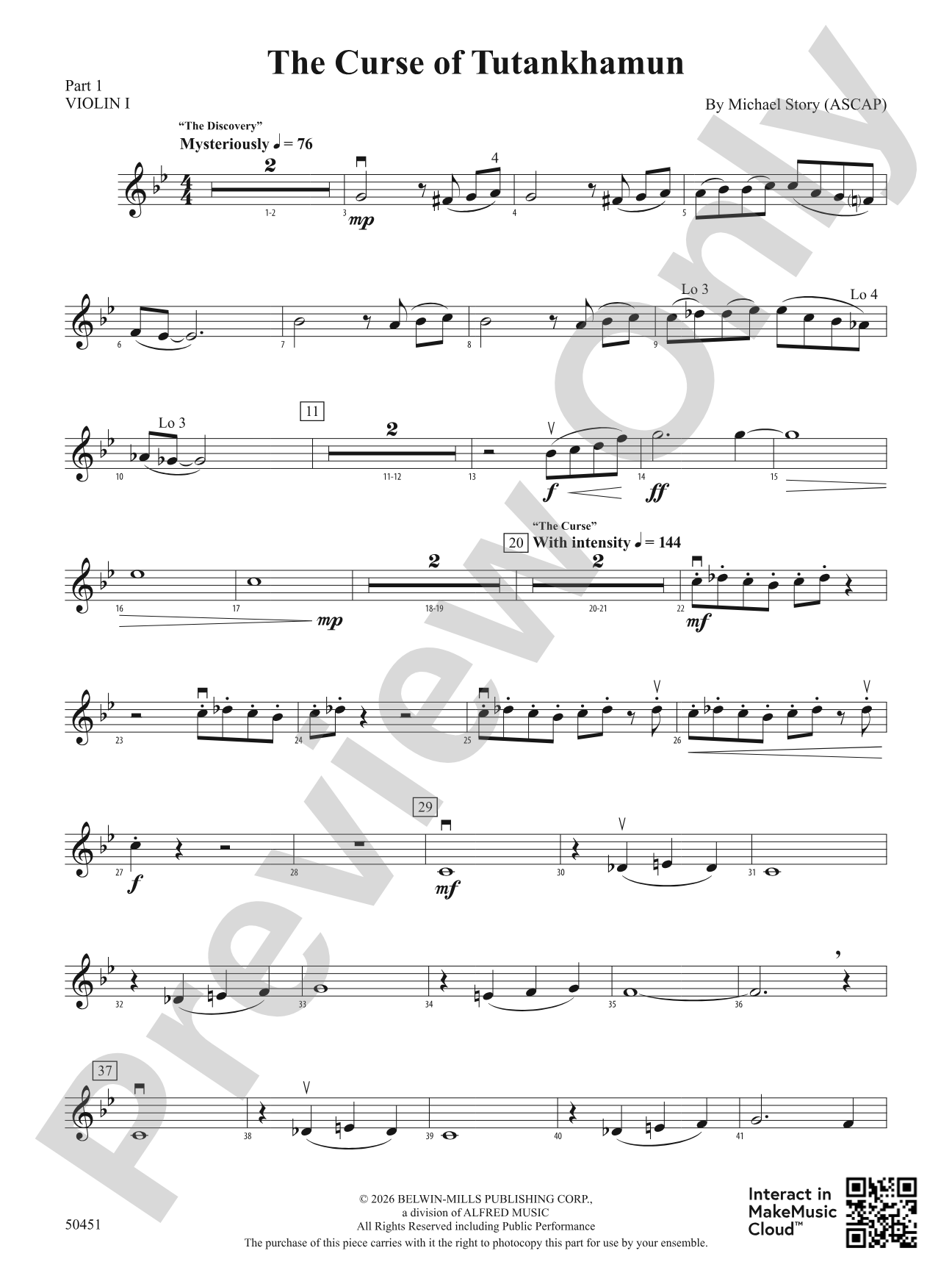 The Curse of Tutankhamun: Part 1 - Violin I