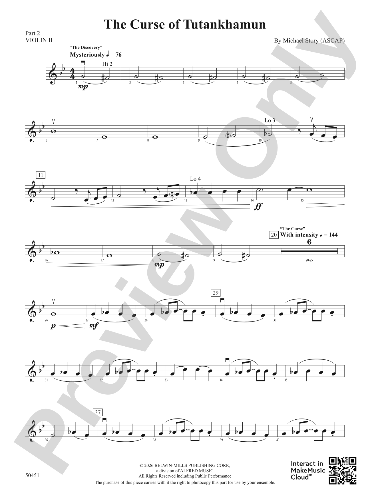 The Curse of Tutankhamun: Part 2 - Violin I