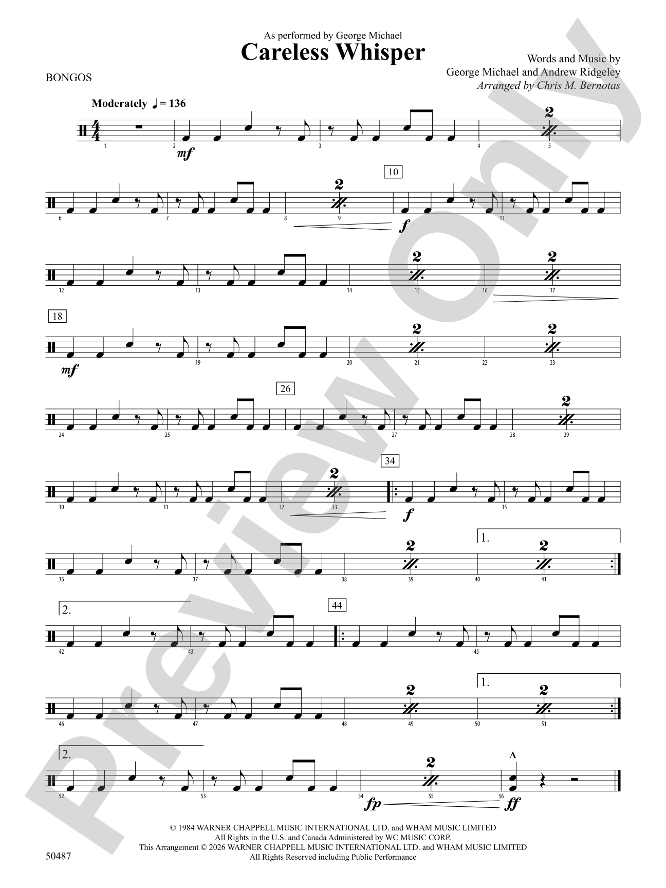 Careless Whisper: Auxiliary Percussion