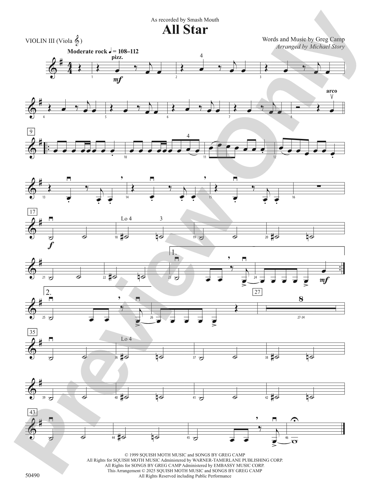 All Star: 3rd Violin (Viola [TC])