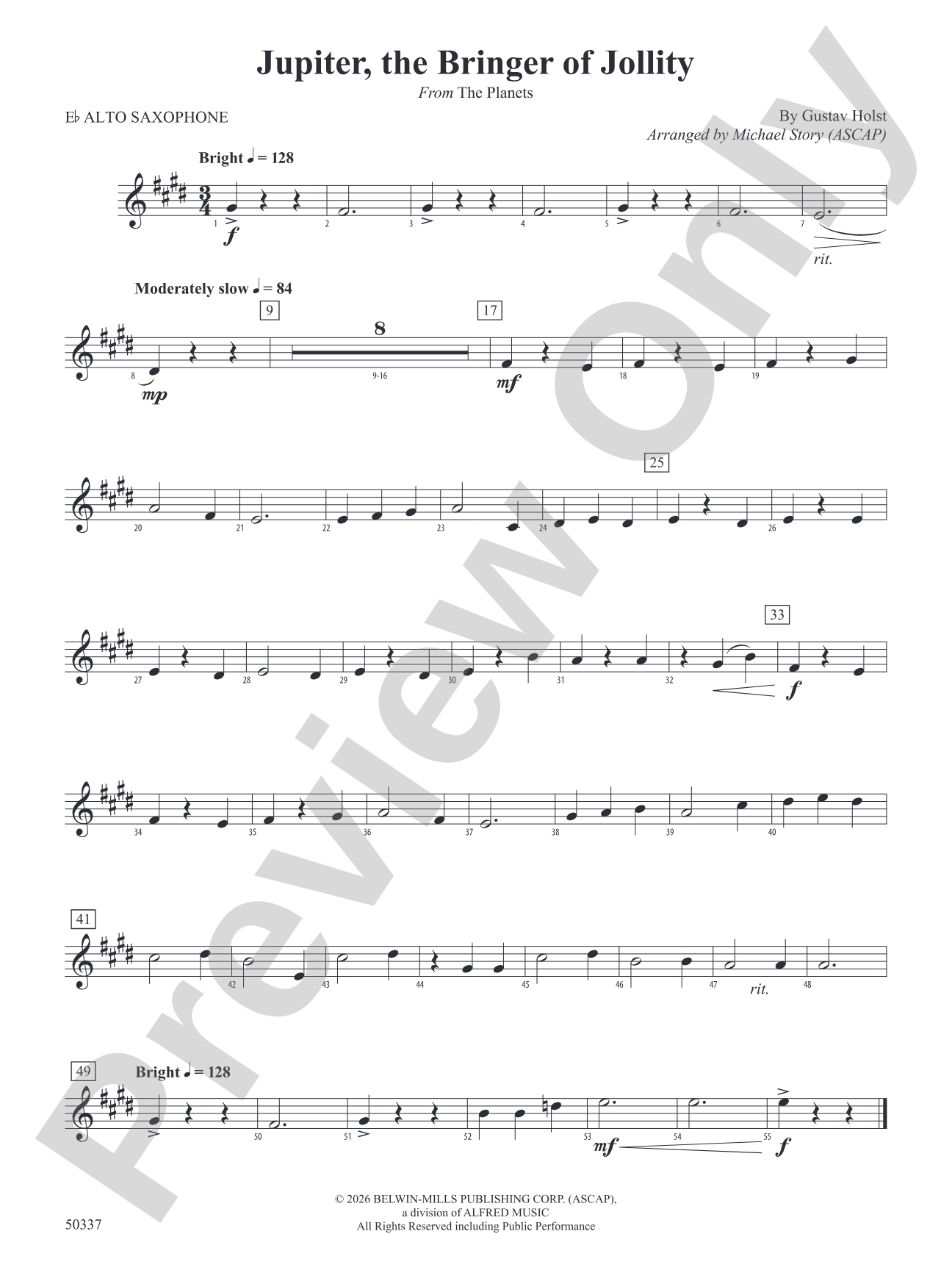 Jupiter, the Bringer of Jollity: E-flat Alto Saxophone