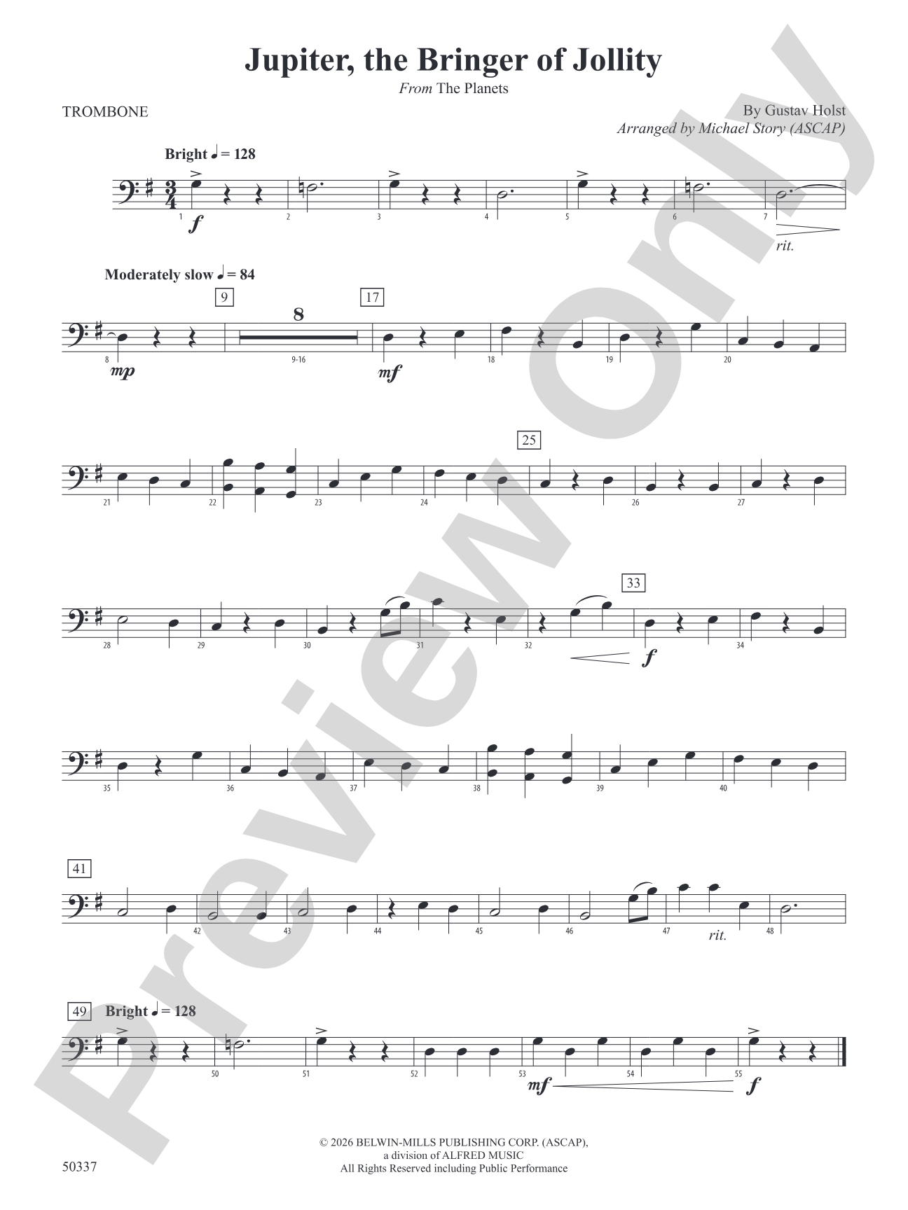 Jupiter, the Bringer of Jollity: 1st Trombone