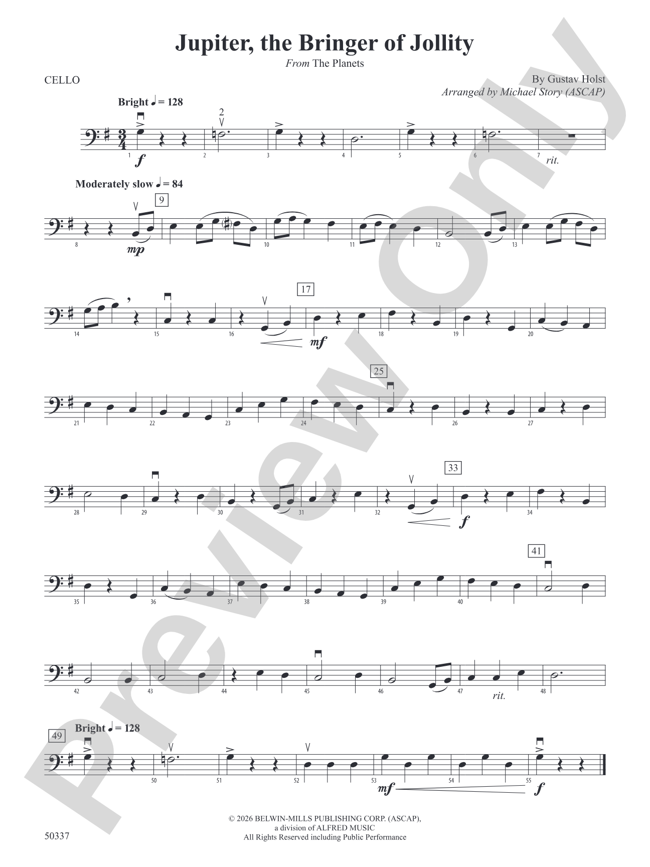 Jupiter, the Bringer of Jollity: Cello