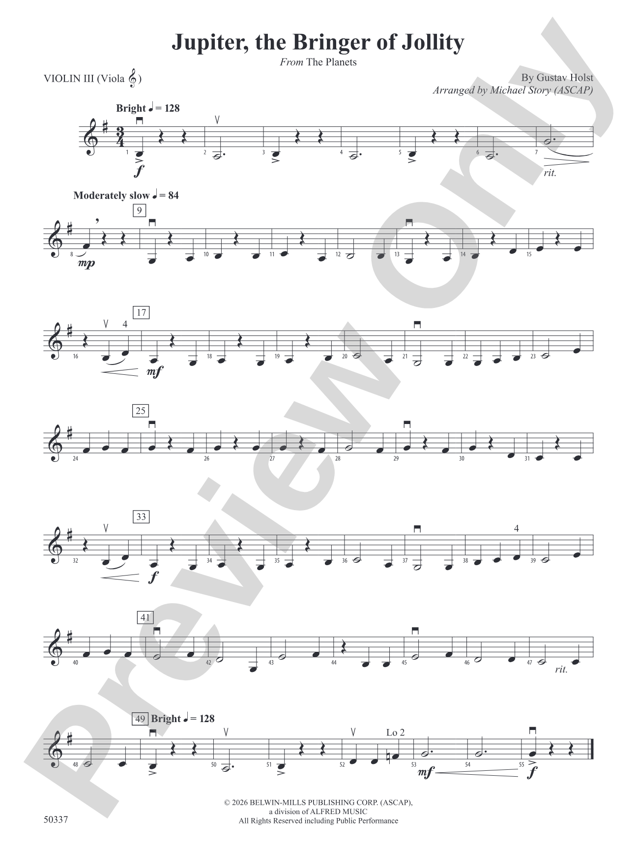 Jupiter, the Bringer of Jollity: 3rd Violin (Viola [TC])