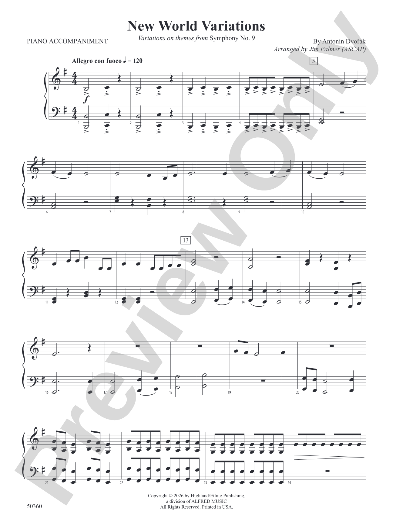 NEW WORLD VARIATIONS/SIS: Piano Accompaniment