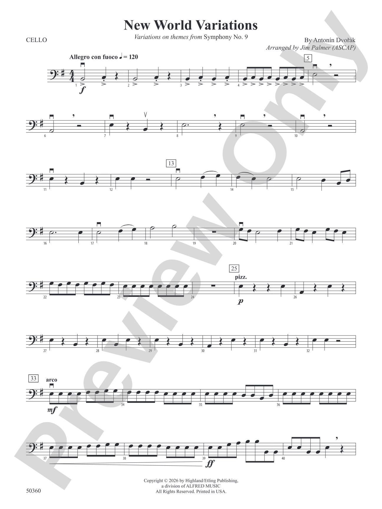 NEW WORLD VARIATIONS/SIS: Cello