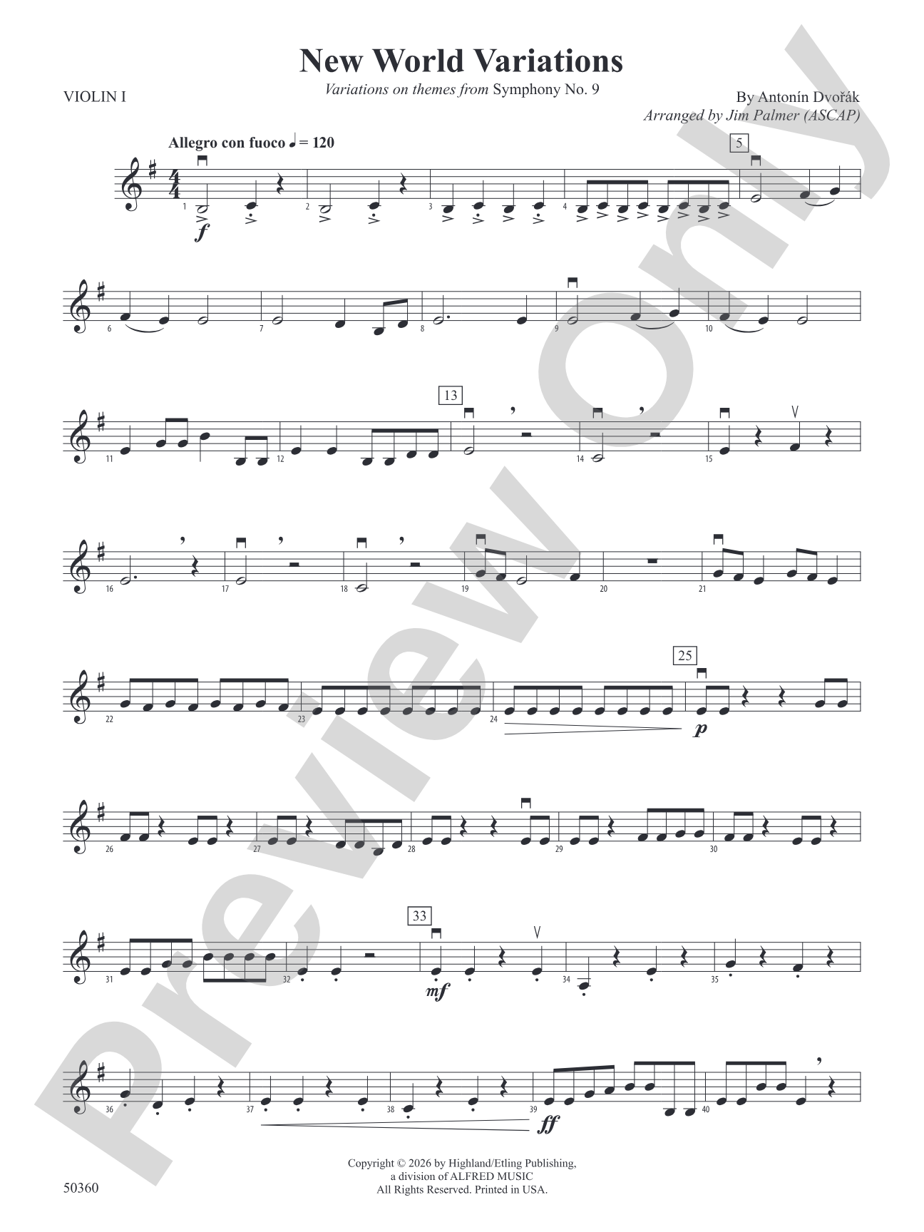 NEW WORLD VARIATIONS/SIS: 1st Violin