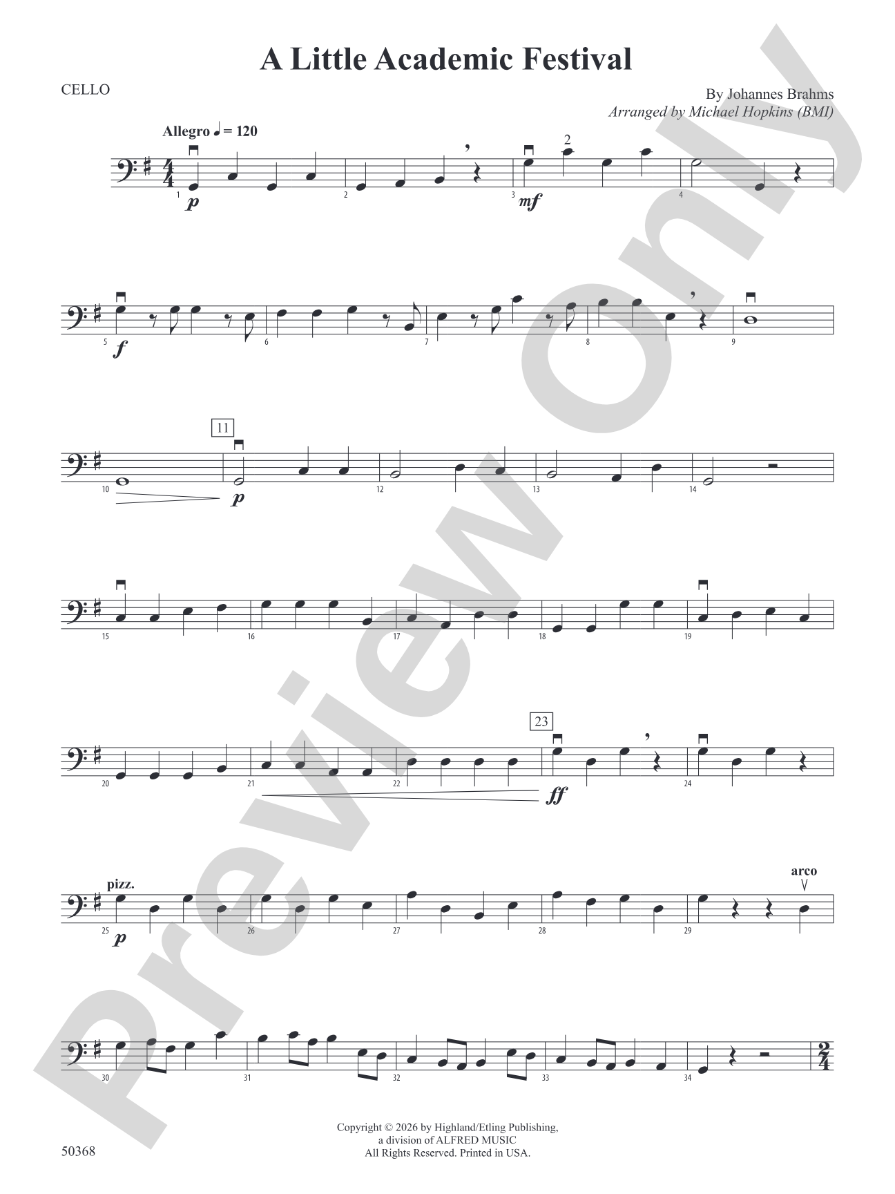 LITTLE ACADEMIC FESTIVAL/HSO: Cello