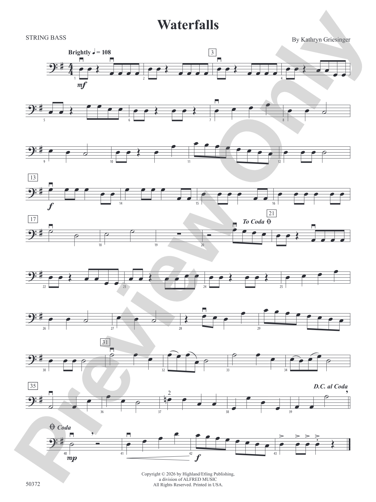 WATERFALLS/HSO: String Bass