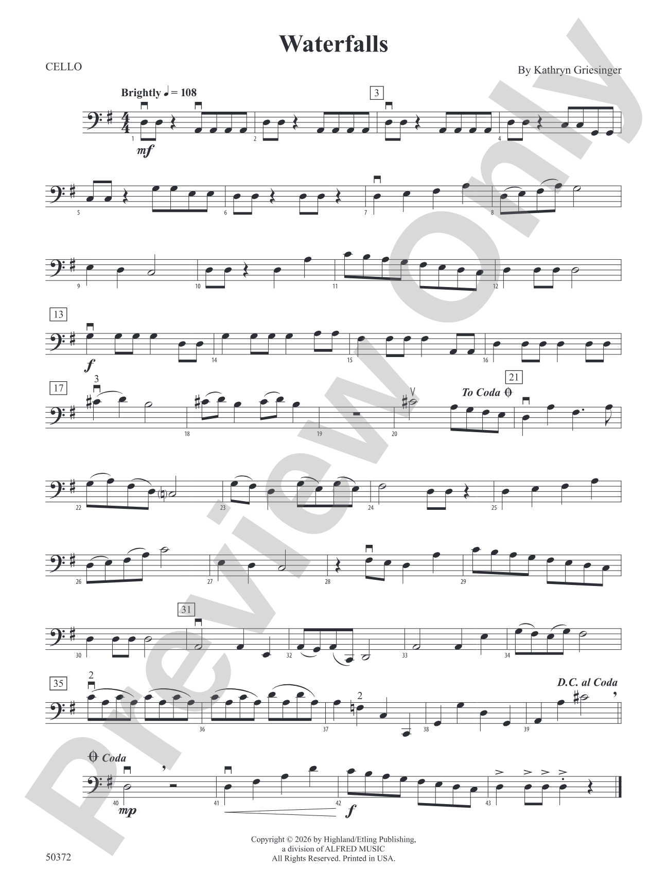 WATERFALLS/HSO: Cello