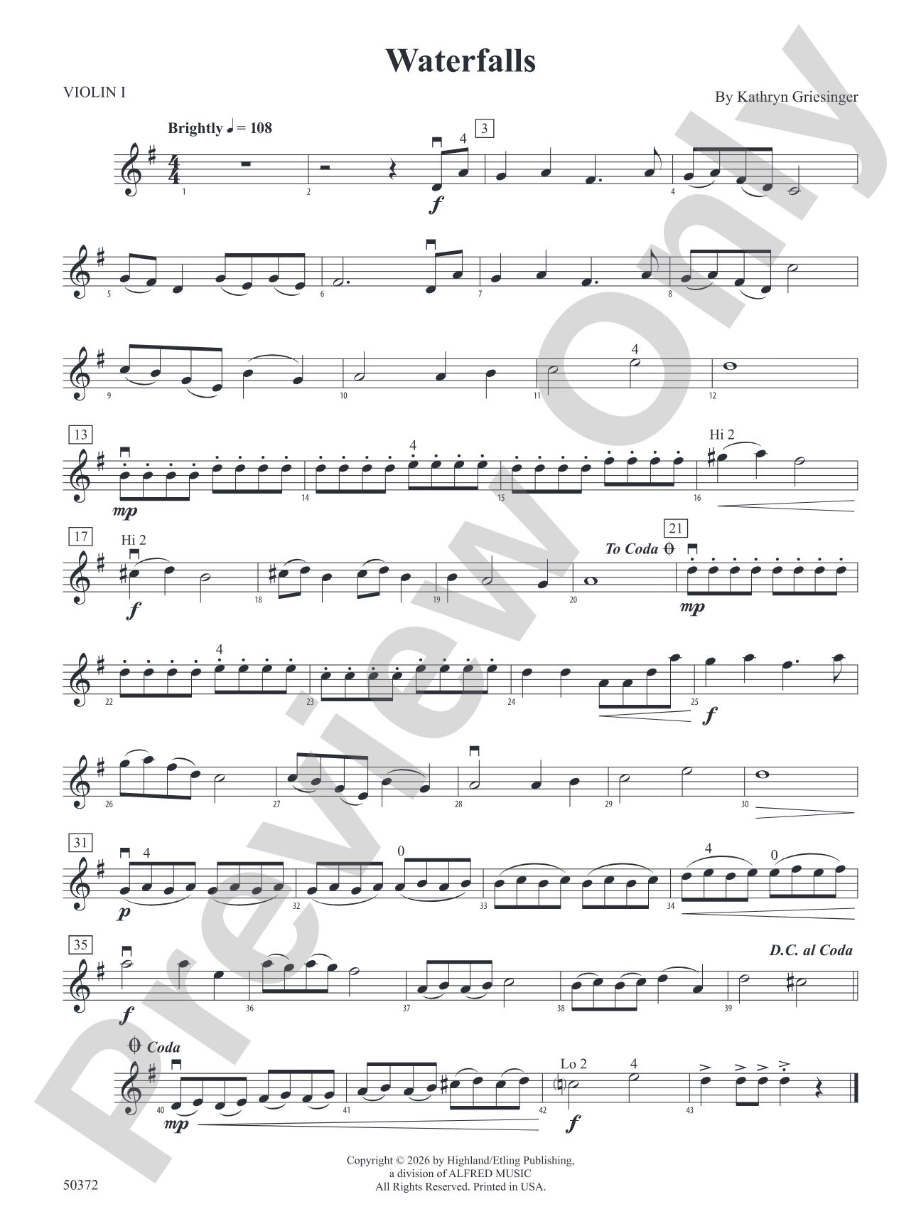 WATERFALLS/HSO: 1st Violin