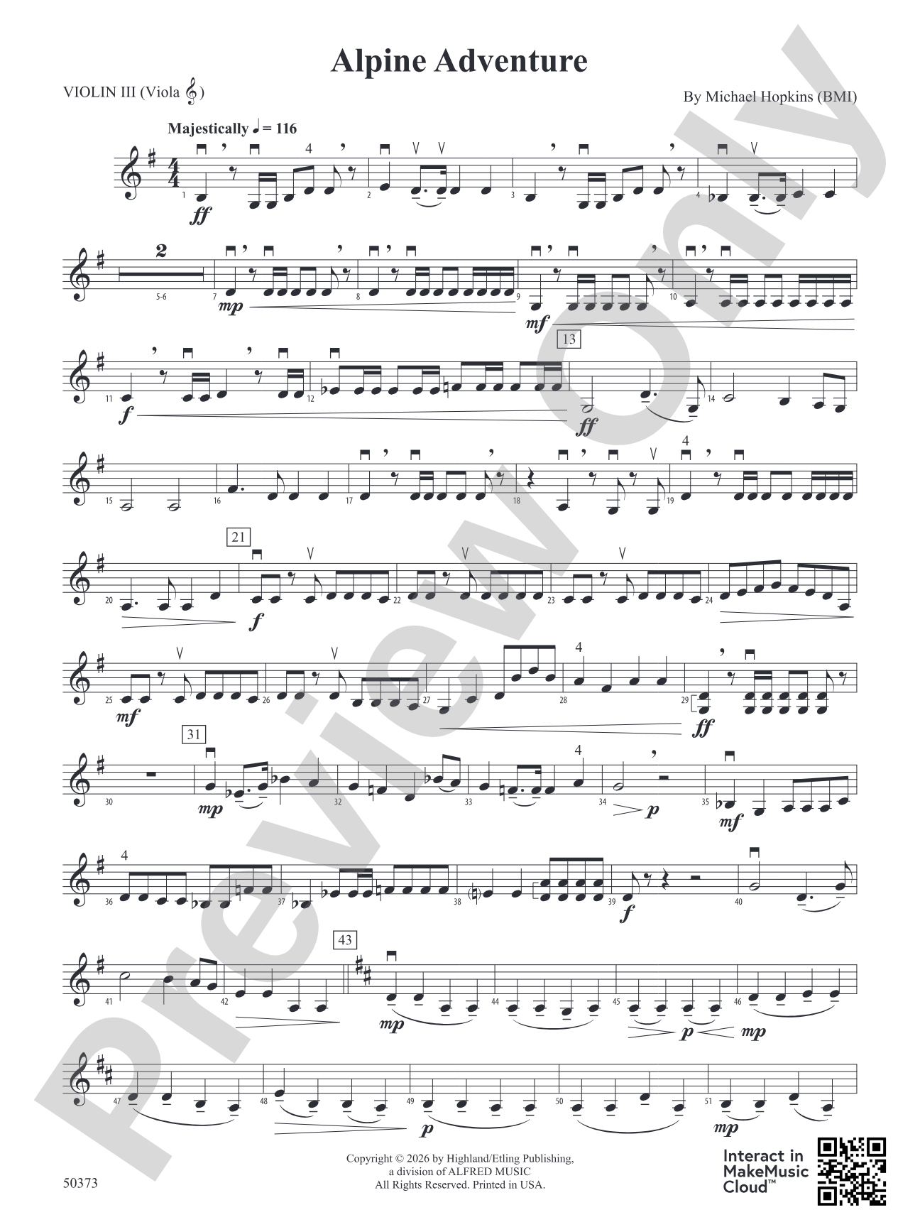 Alpine Adventure: 3rd Violin (Viola [TC])